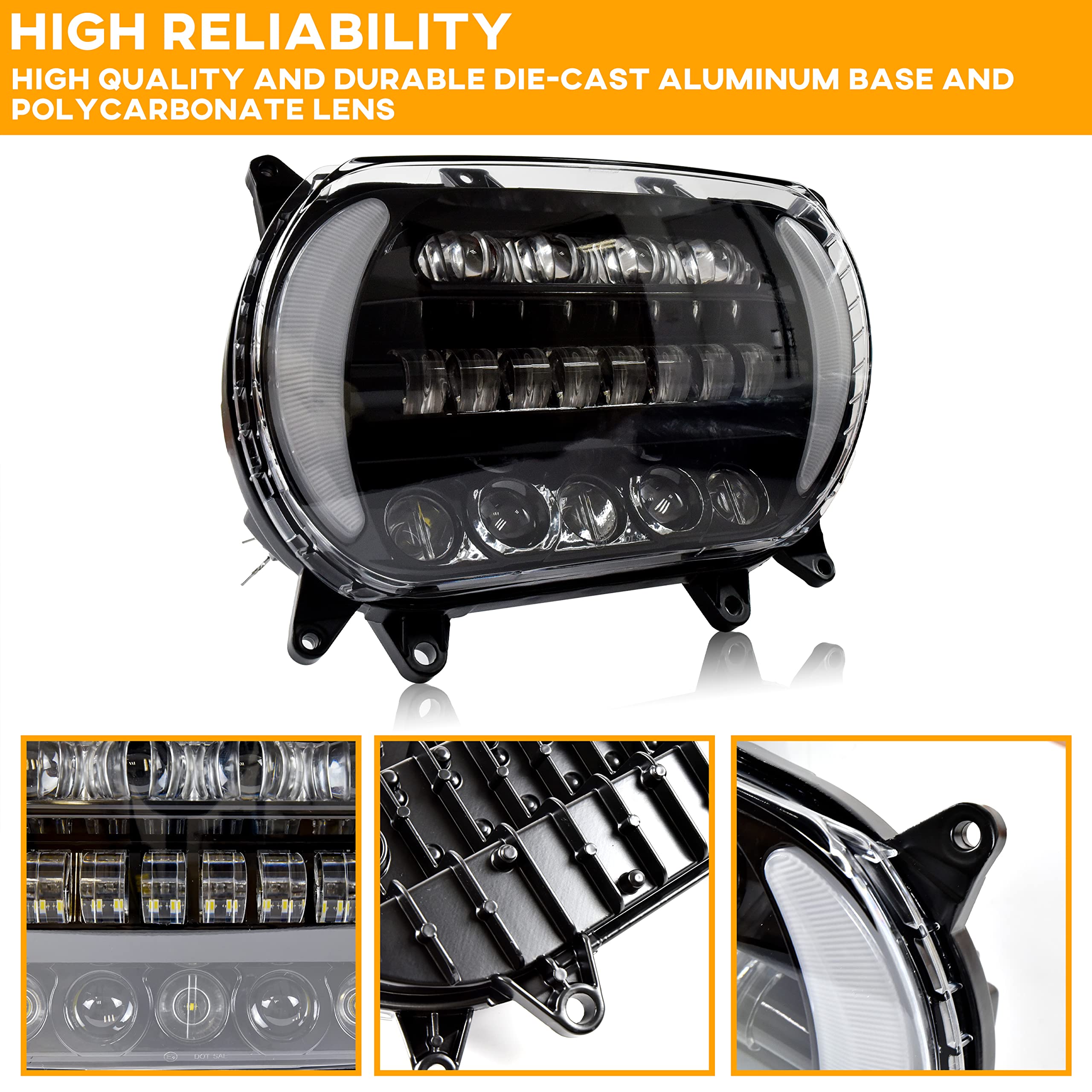 VEISUTOR LED Headlight for Road Glide 15-20, LED Head Light Headlamp Front Lamp with High Low Beam Turn Signal Light White Runni