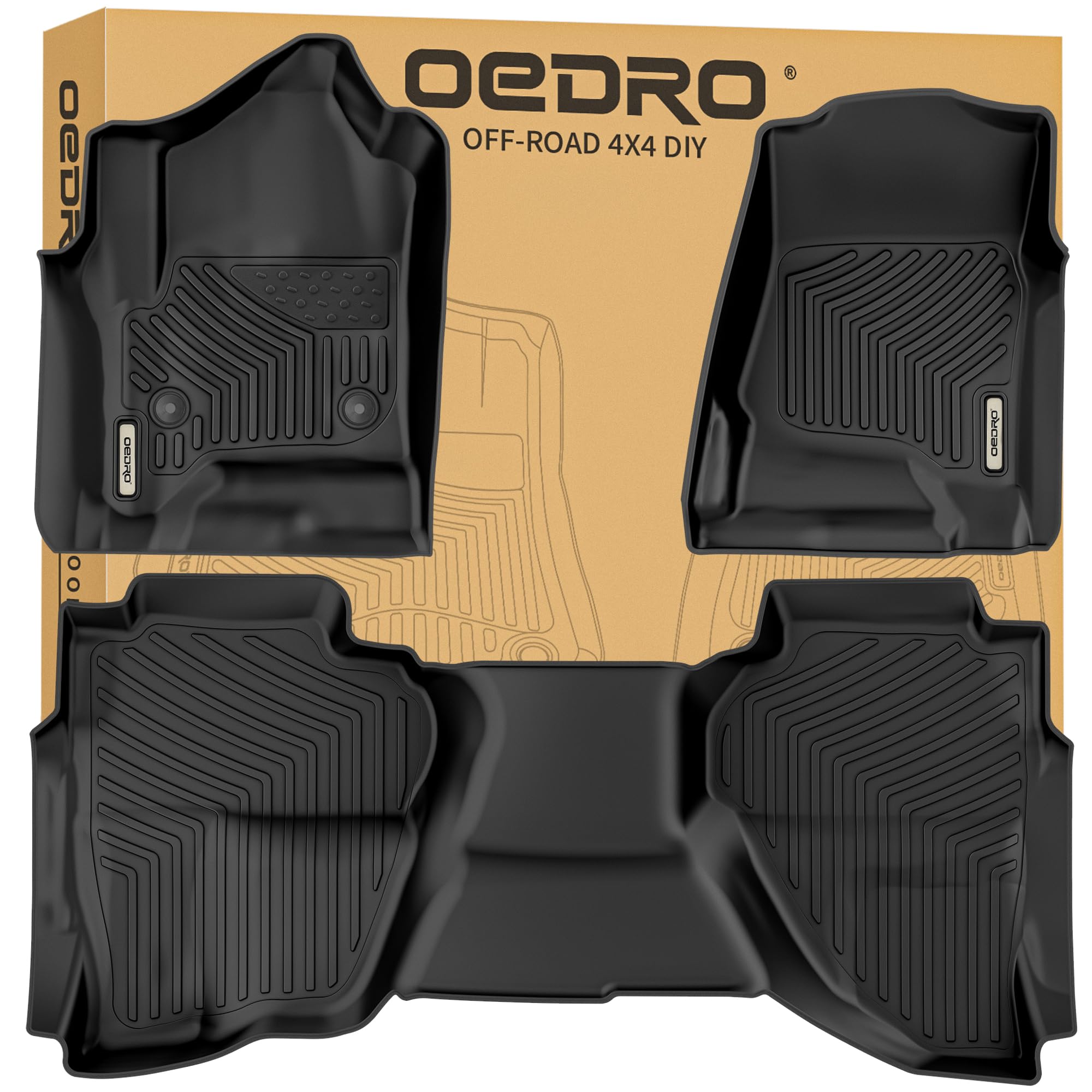 Oedro Floor Mats Fits For 2014-2018 Chevrolet Silverado/Gmc Sierra 1500 Double Cab, 2019 Silverado Ld/Sierra Limited; 2015-2019