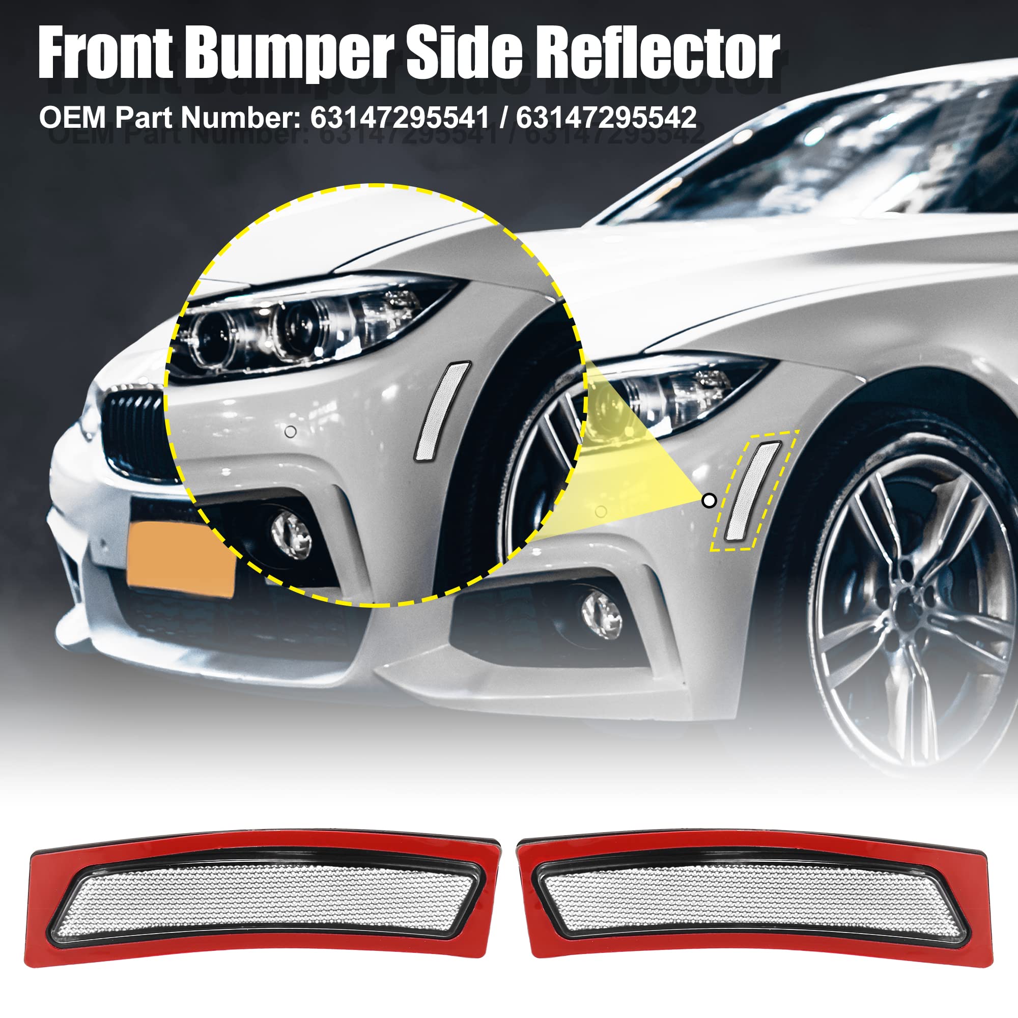 X AUTOHAUX Pair 63147295541 63147295542 Front Bumper Reflector Side Marker for BMW F30 F31 LCI 3 Series 320i M Sport 2016-2018 R