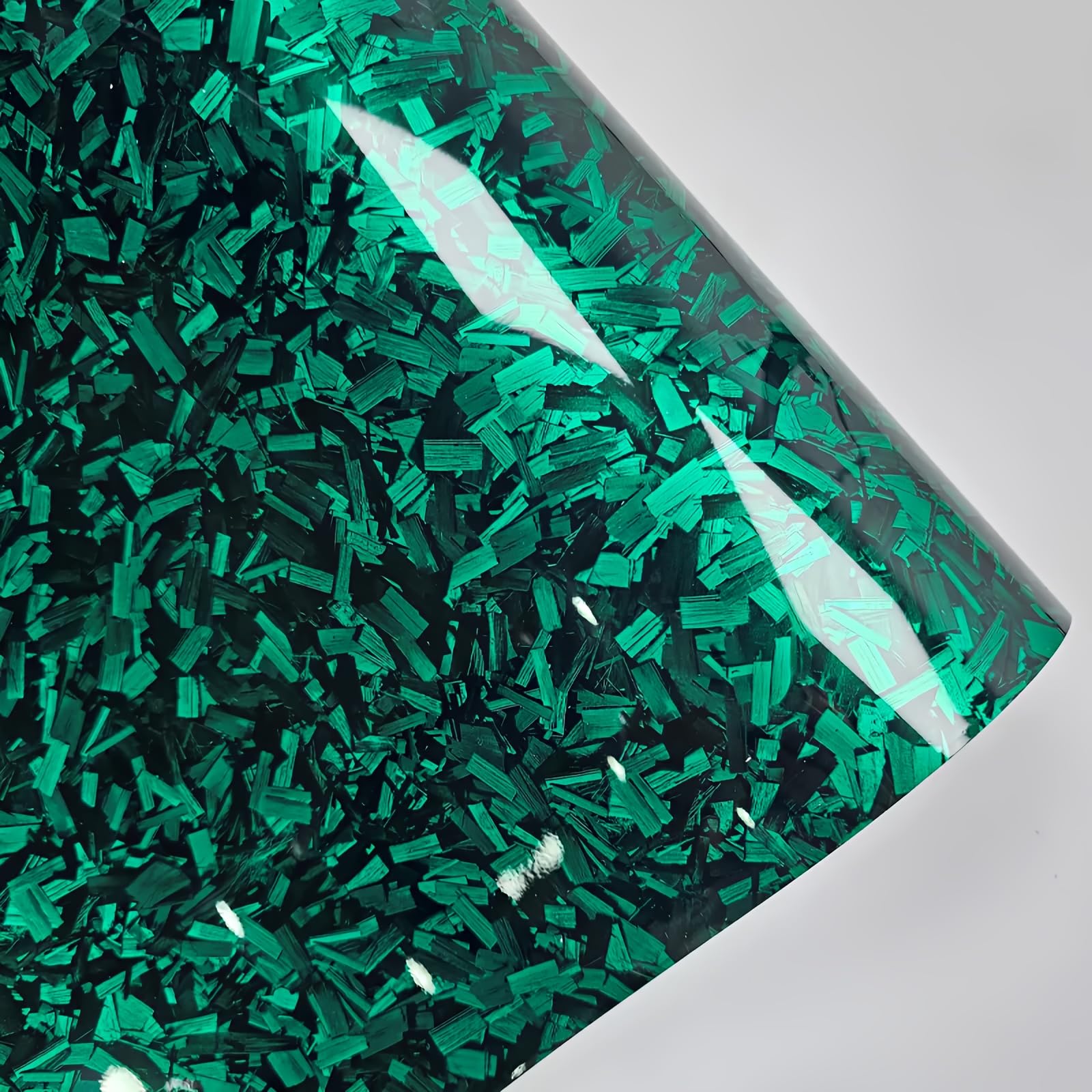 Lzlrun Forged Gloss Carbon Fiber Black Vinyl Wrap Roll Air Release Sticker Sheet Film Diy Decal Car Auto Vehicle Morotcycle Self Adhesive (1.65Ft X 3.5Ft, Green)