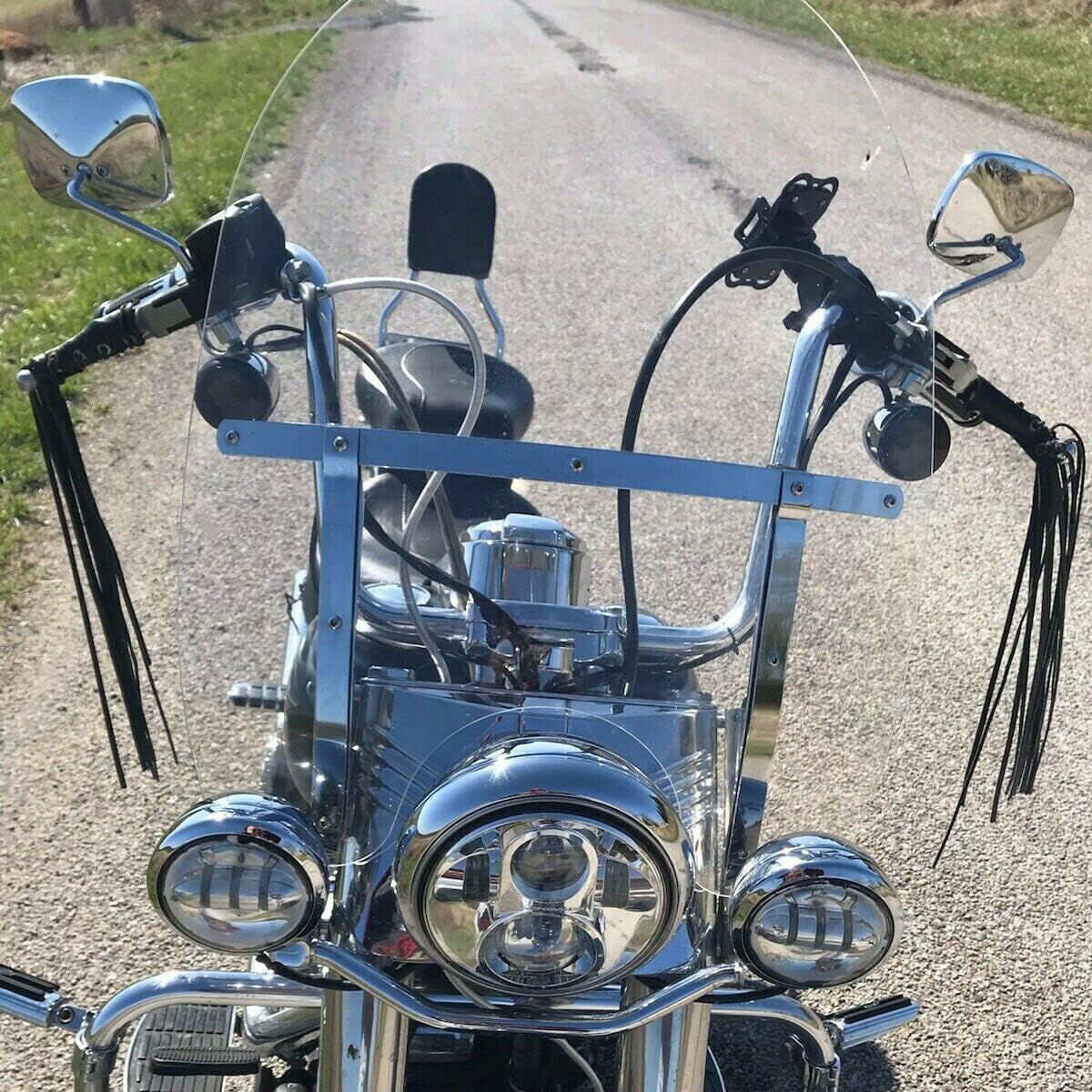 Clear Detachable Motorcycle Windscreen Windshield Compatible With 2000-Up Harley Davidson Heritage Softail Classic Fatboy Fls Fl