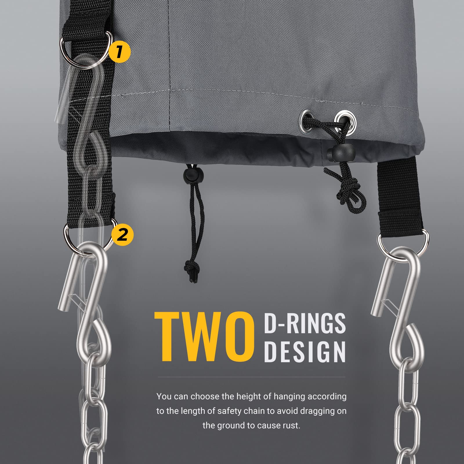 Bougerv Rv Electric Tongue Jack Cover With D Rings, 600D Universal Trailer Jack Protective Grey Cover For Outside Rv Parts Rv Accessories…