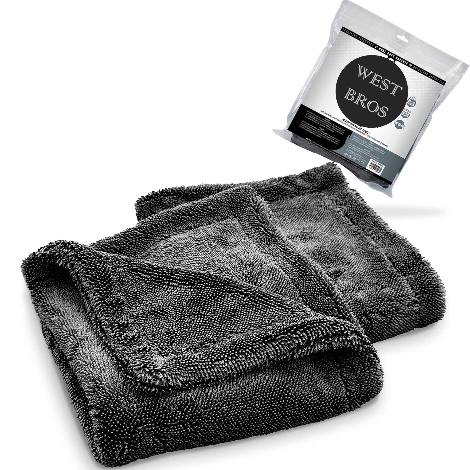 Microfiber Car Drying Towel 1300 GSM Double Twisted Loop - Super Absorbent Auto Wash Towel for Cars Trucks SUV - Detailing Clean