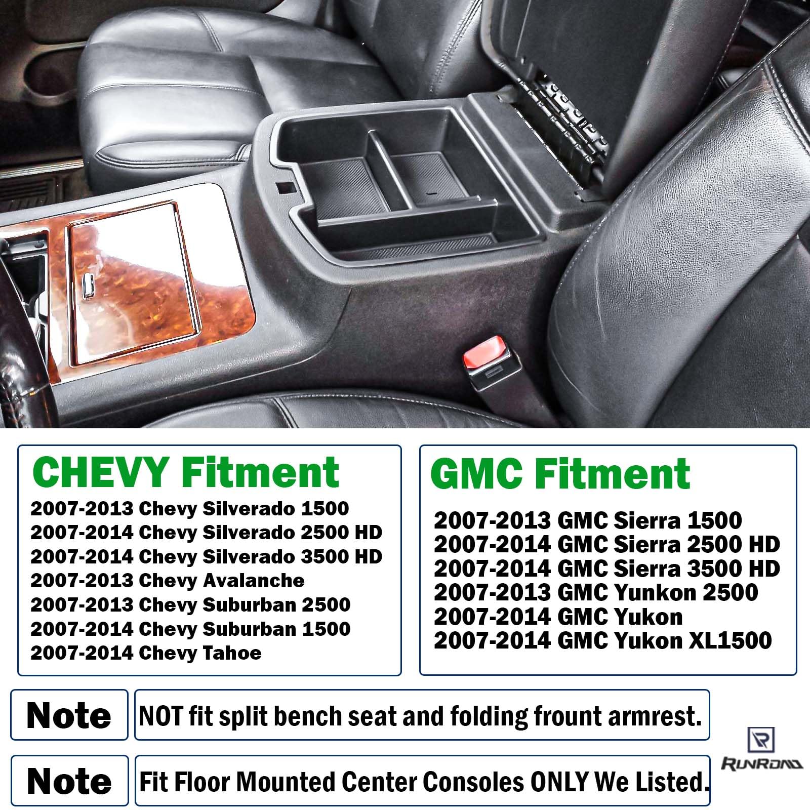 RUNROAD Console Organizer Compatible with 2007-2014 GMC Sierra 2500 3500/Chevy Silverado 2500 3500/Tahoe/Yukon XL/Suburban 1500