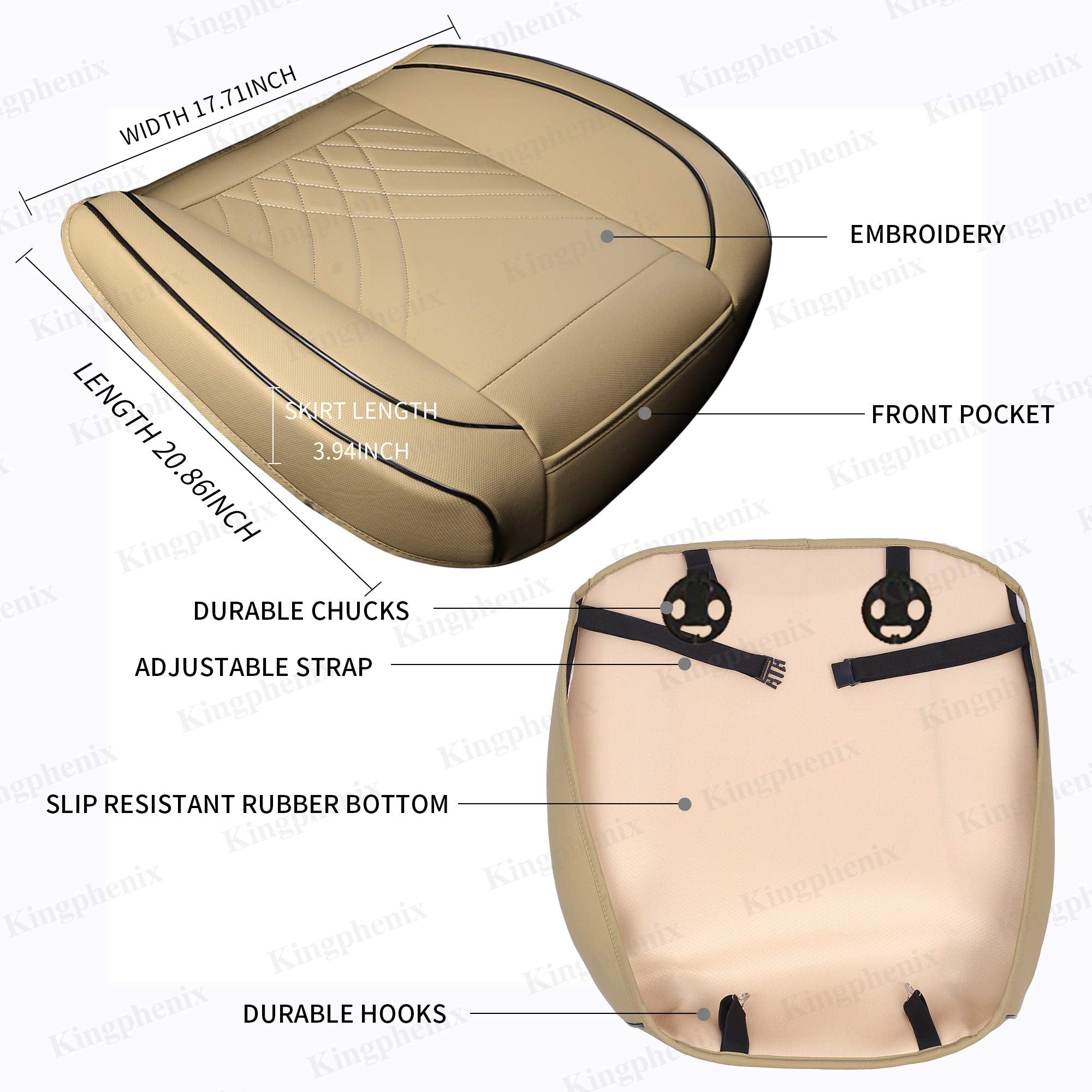 Kingphenix Car Seat Cover: Easy To Install, Fits Most Cars, Vans, Trucks, And Suvs - Beige