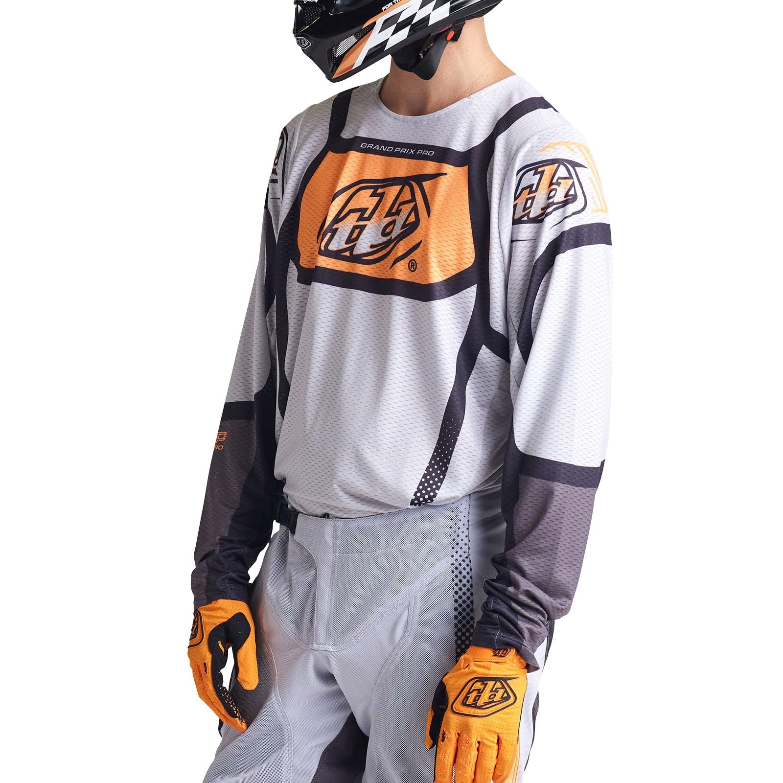 Troy Lee Designs GP Pro Air Adult Moto Jersey, Bands Gray/Neo Orange, Large