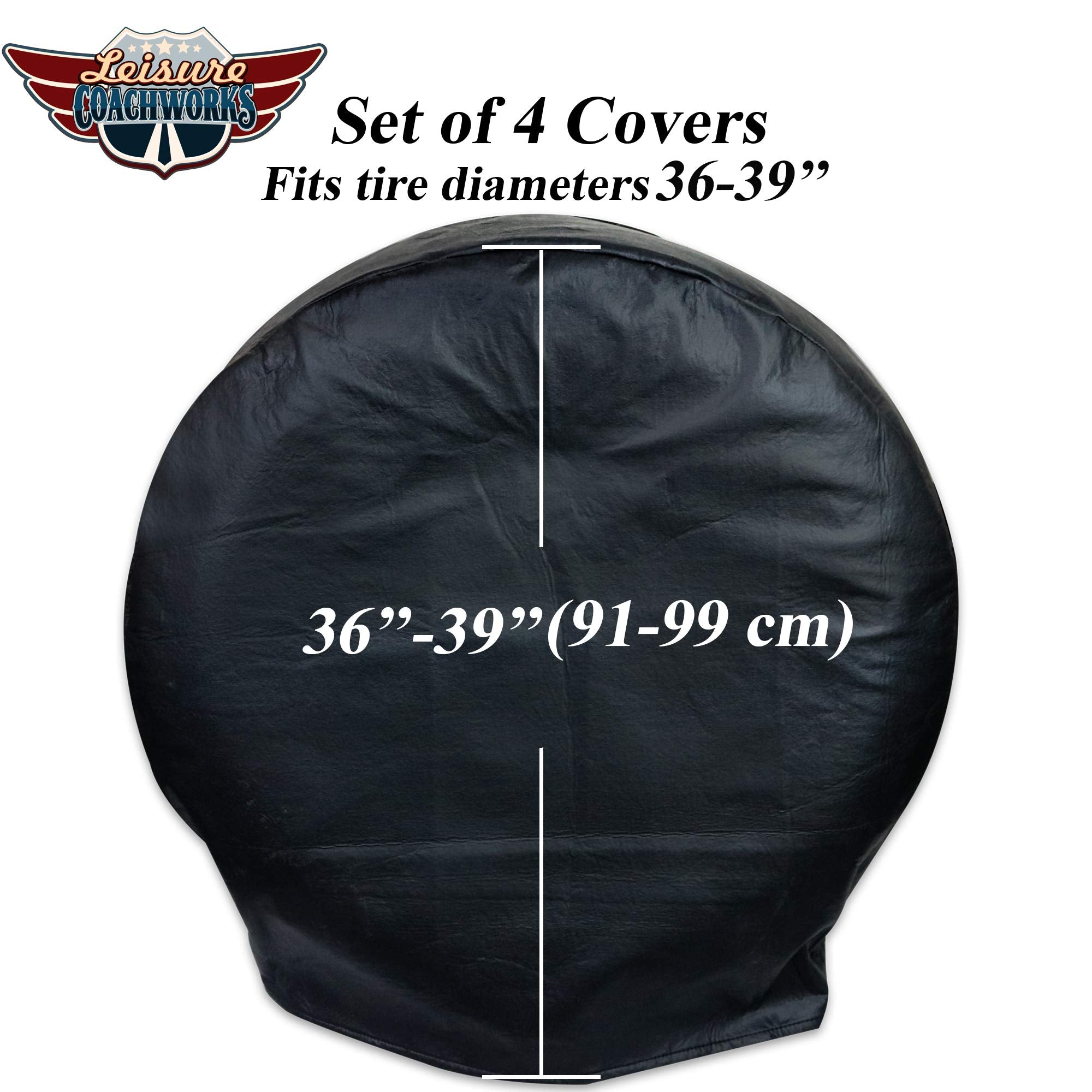 Leisure Coachworks Tire Covers For Rv Wheel, Set Of 4: Motorhome, Wheel Covers Waterproof Soft Vinyl Tire Protectors Tire Covers