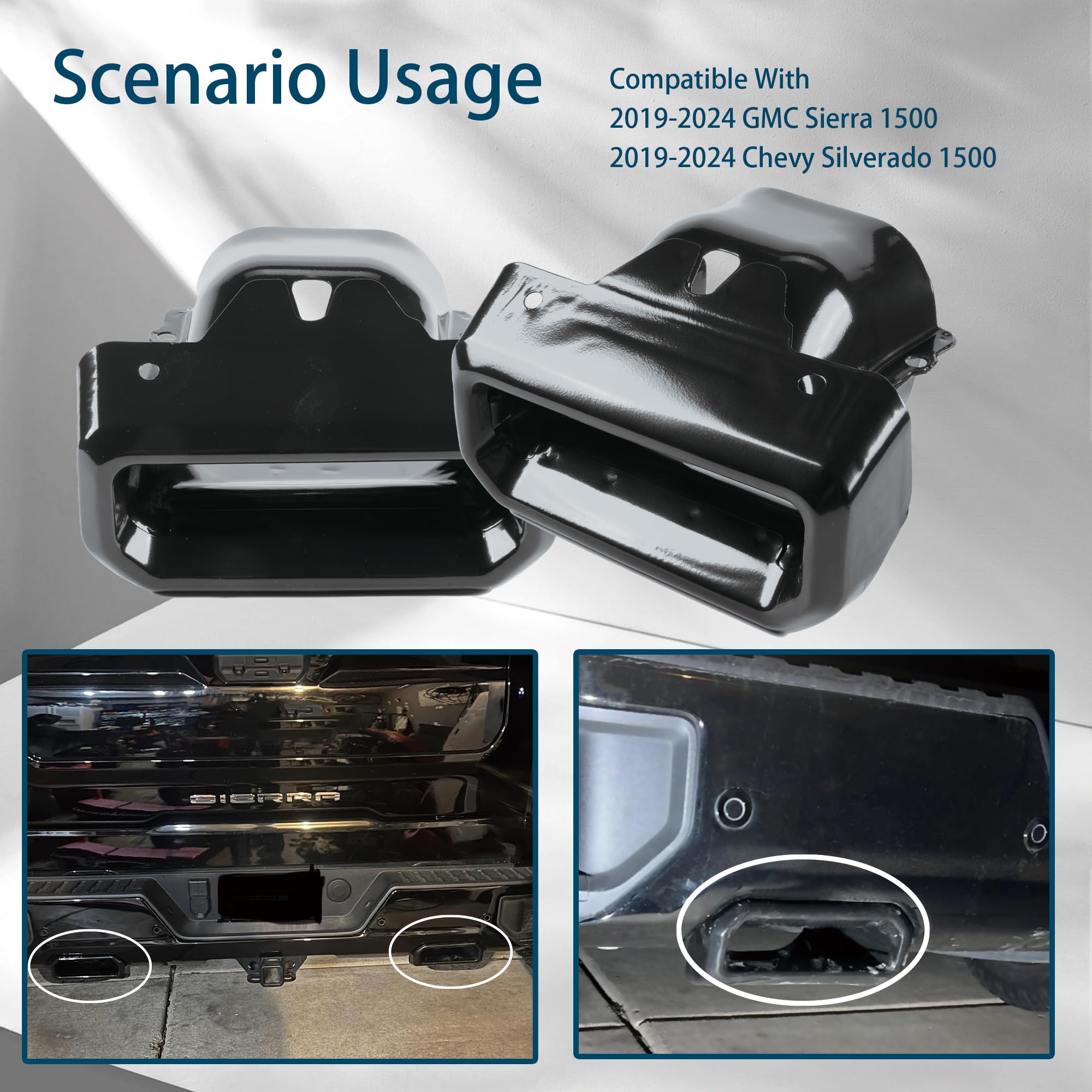 HRepair Exhaust Tips Bezels fits for 2019-2024 Chevy Silverado 1500 & GMC Sierra 1500 Exhaust Tips Replaces# 2253506