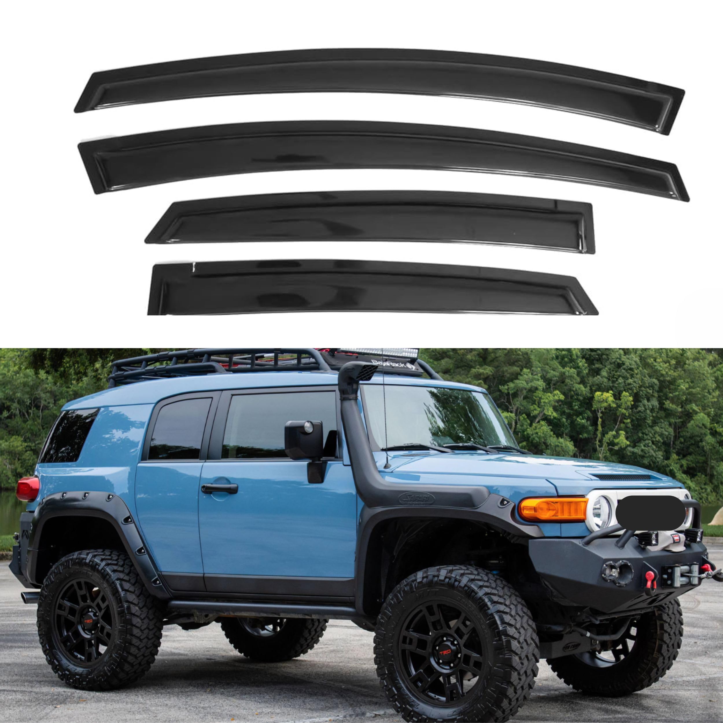 Ig Window Visor For Toyota Fj Cruiser 2007-2014, Rain Guard Tape-On Extra Durable Sun Wind Side Vent Window Deflector, 2007 2008