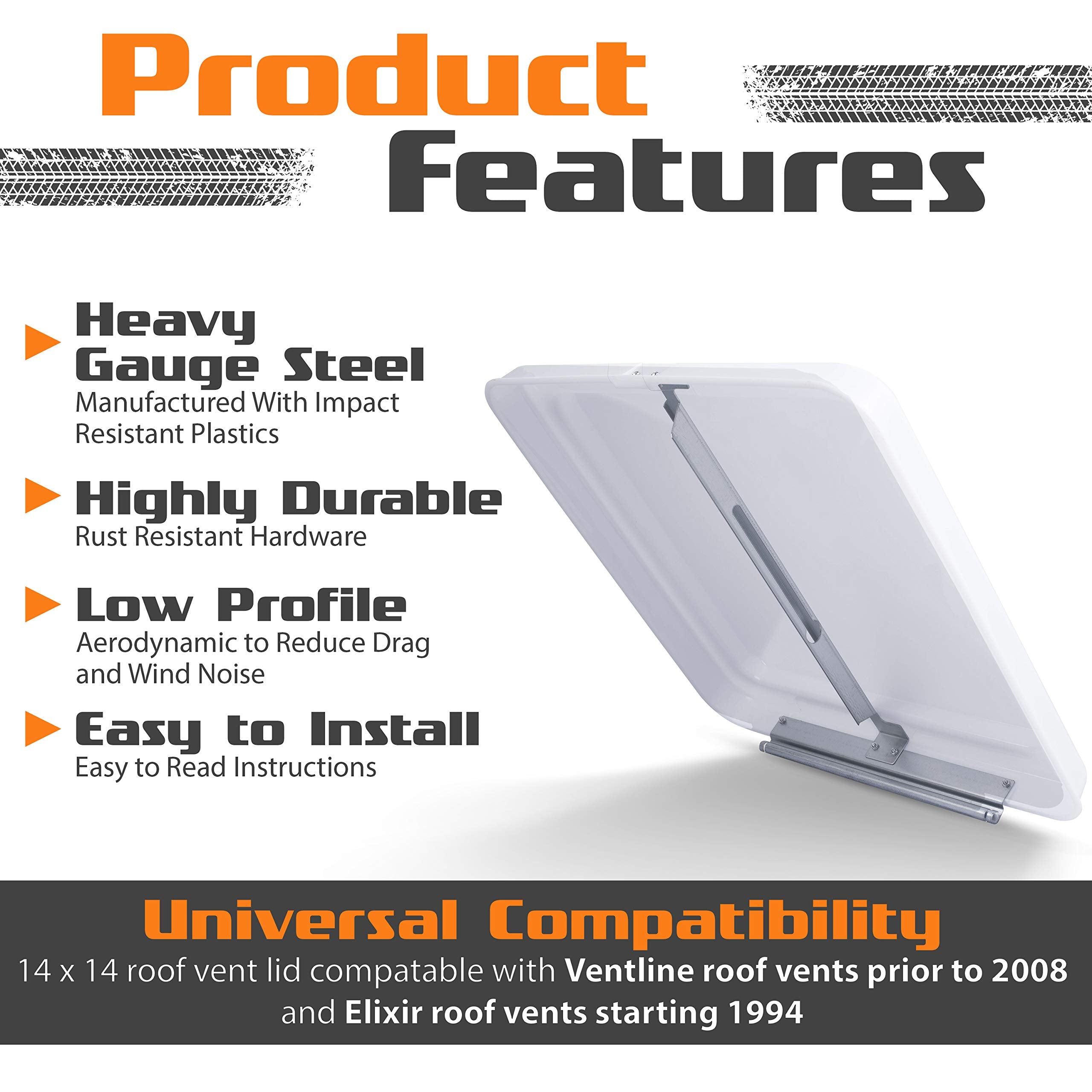 Camp'N 14 Universal Rv, Trailer, Camper, Motorhome Roof Vent Cover - Vent Lid Replacement (White 1 Pack)