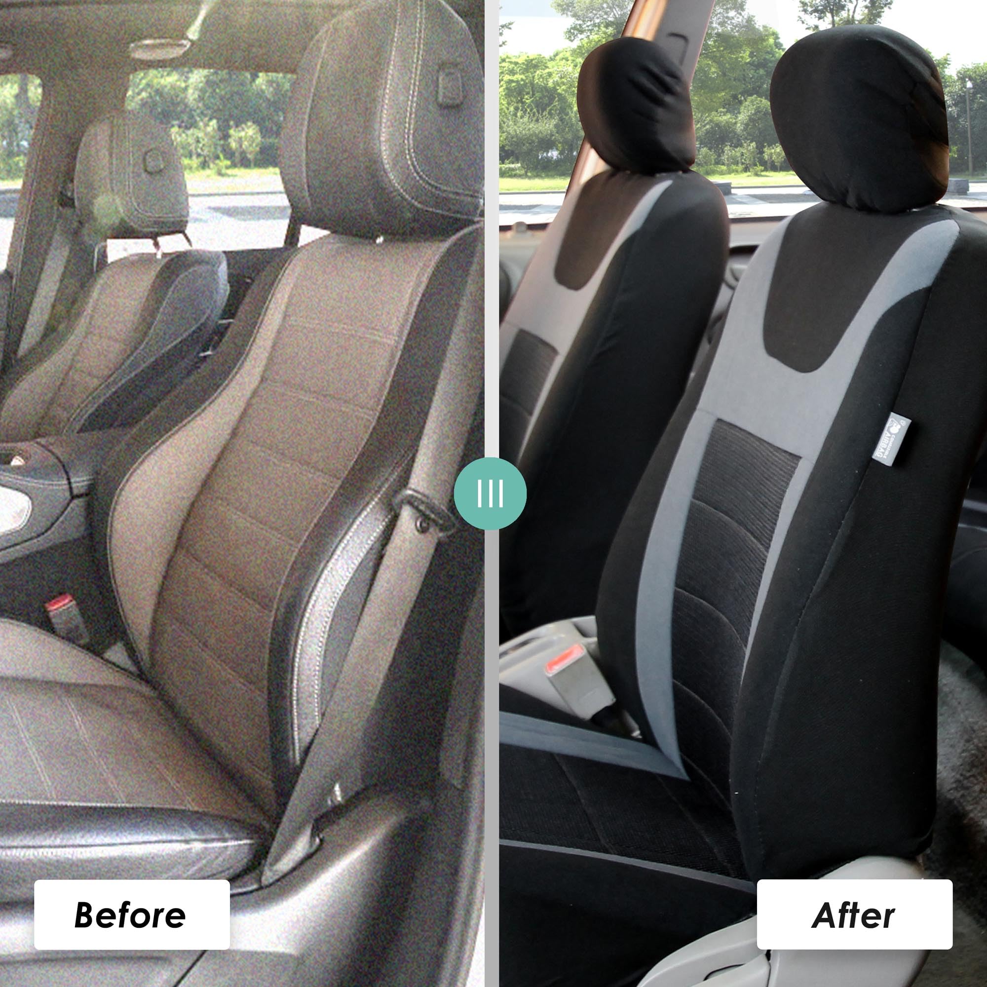 Fh Group Car Seat Covers Sports Seat Covers Front Seats Only, Airbag Compatible Gray Black Automotive Seat Cover Combo Small Car