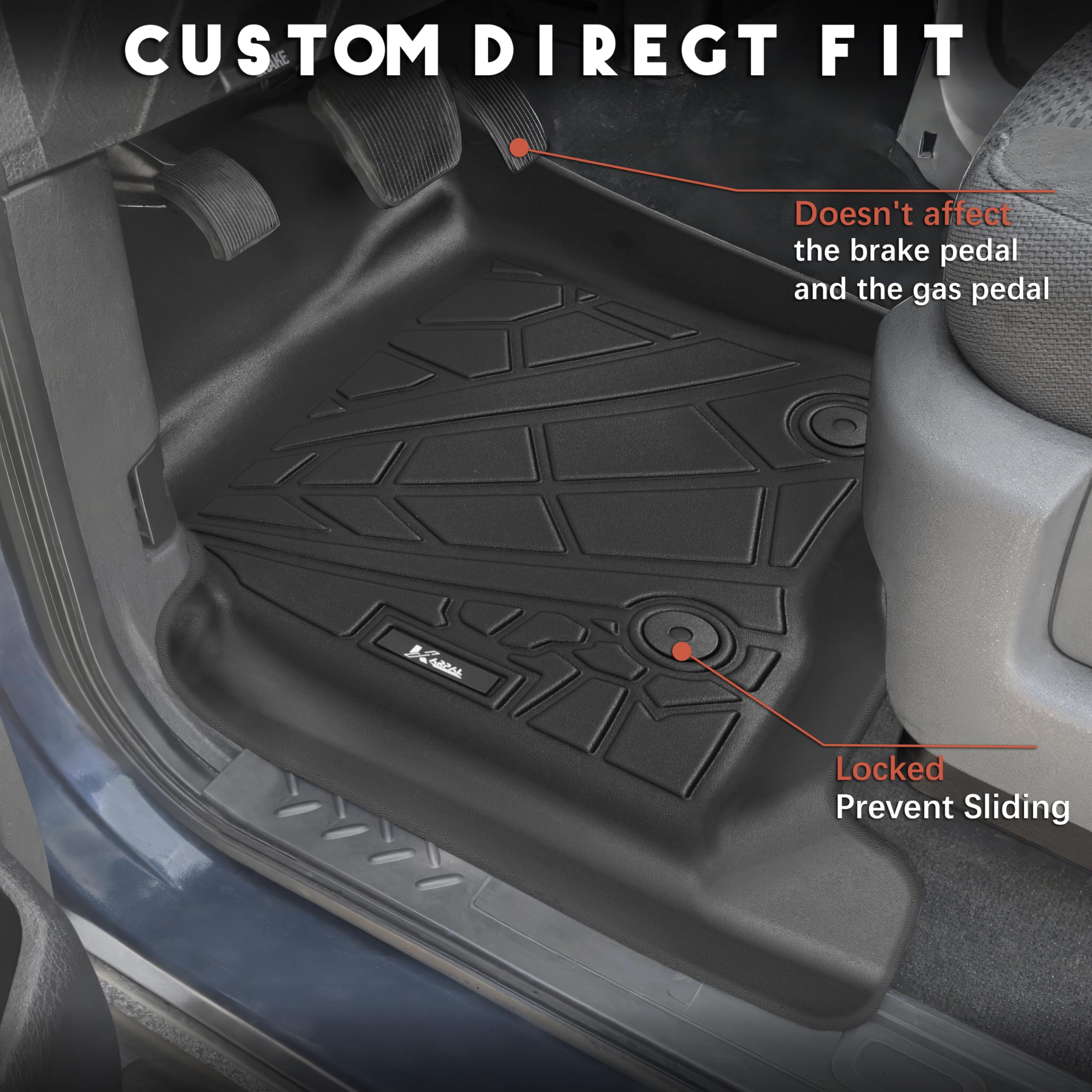 Karpal Floor Mats Fit For 2010-2014 Ford F-150 Supercrew, All Weather Custom Fit Tpe F150 Accessories Front & 2Nd Row Floor Line