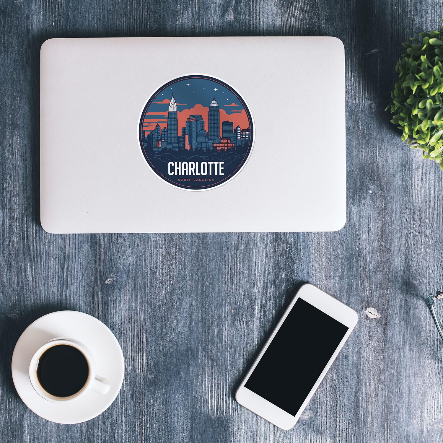 Charlotte City Sticker - Waterproof Vinyl Decal for Car Bumper, Laptop, Water Bottle, Wall, and Window, Size - 3'' Longer Side