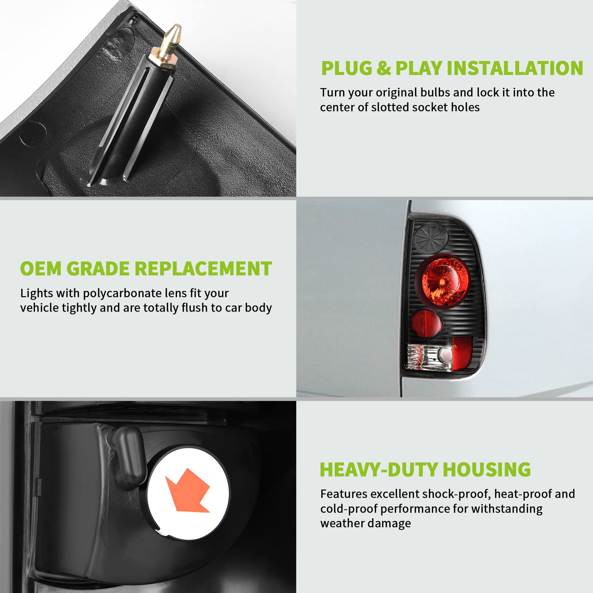 Autosaver88 Tail Lights Compatible With 1997-2003 Ford F-Series F150 (Fits Styleside Models Only), 2004 F150 Heritage, 1999-2007