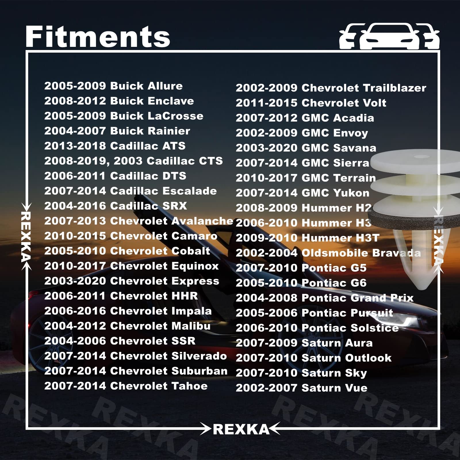 Rexka 15 Sets Door Trim Panel Retainer Clips Kits For Gm Chevy Buick Gmc Hummer Avalanche Malibu Silverado Tahoe Trailblazer Gmc