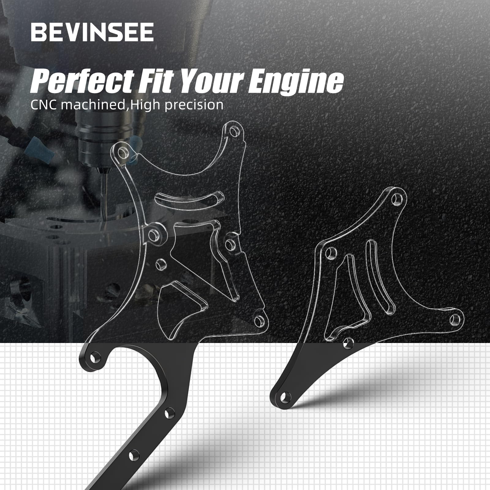 Bevinsee LS Truck Alternator/Power Steering Pump Bracket SUV Driver Side Compatible with Chevrolet GMC Silverado Sierra Yukon Ta