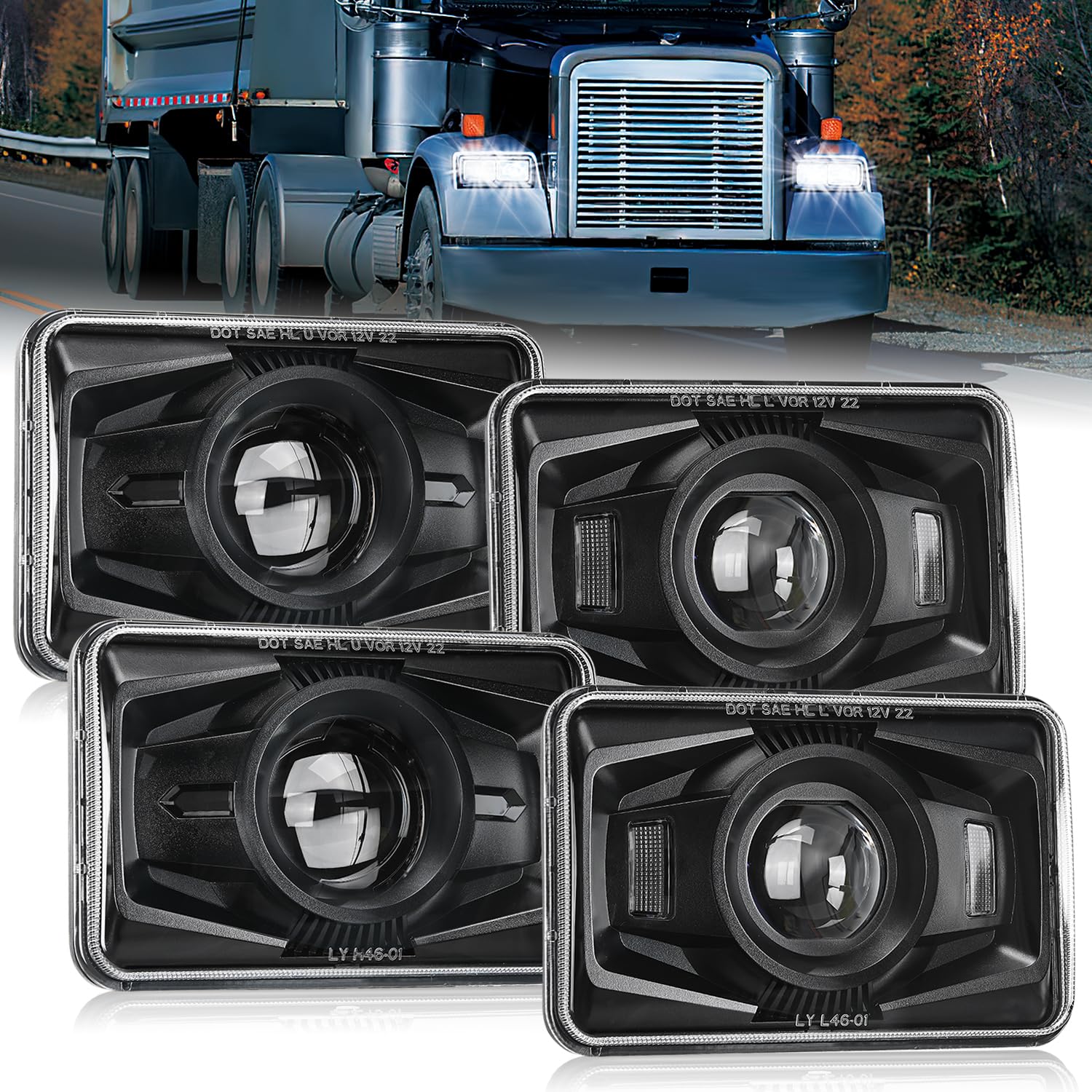 Nilight 4X6 Inch Led Headlights 60W Dot Approved Hi Lo Sealed Beam Rectangular Headlight Replacement H4651 H4652 H4656 H4666 H65