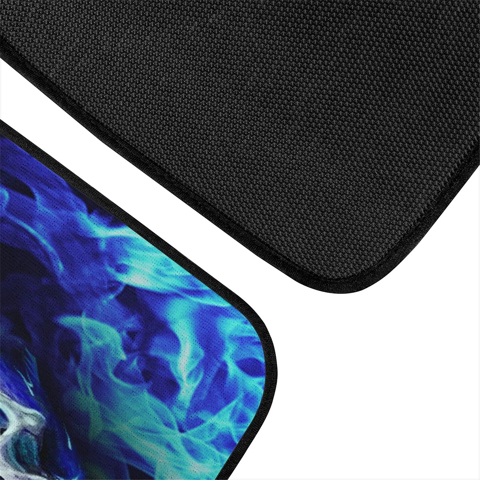 Biyejit Blue Fire Skull Car Floor Mats Set of 4 for Front Rear Seats, Heavy Duty Rubber Backing Universal Fit,SUV Interior Acces