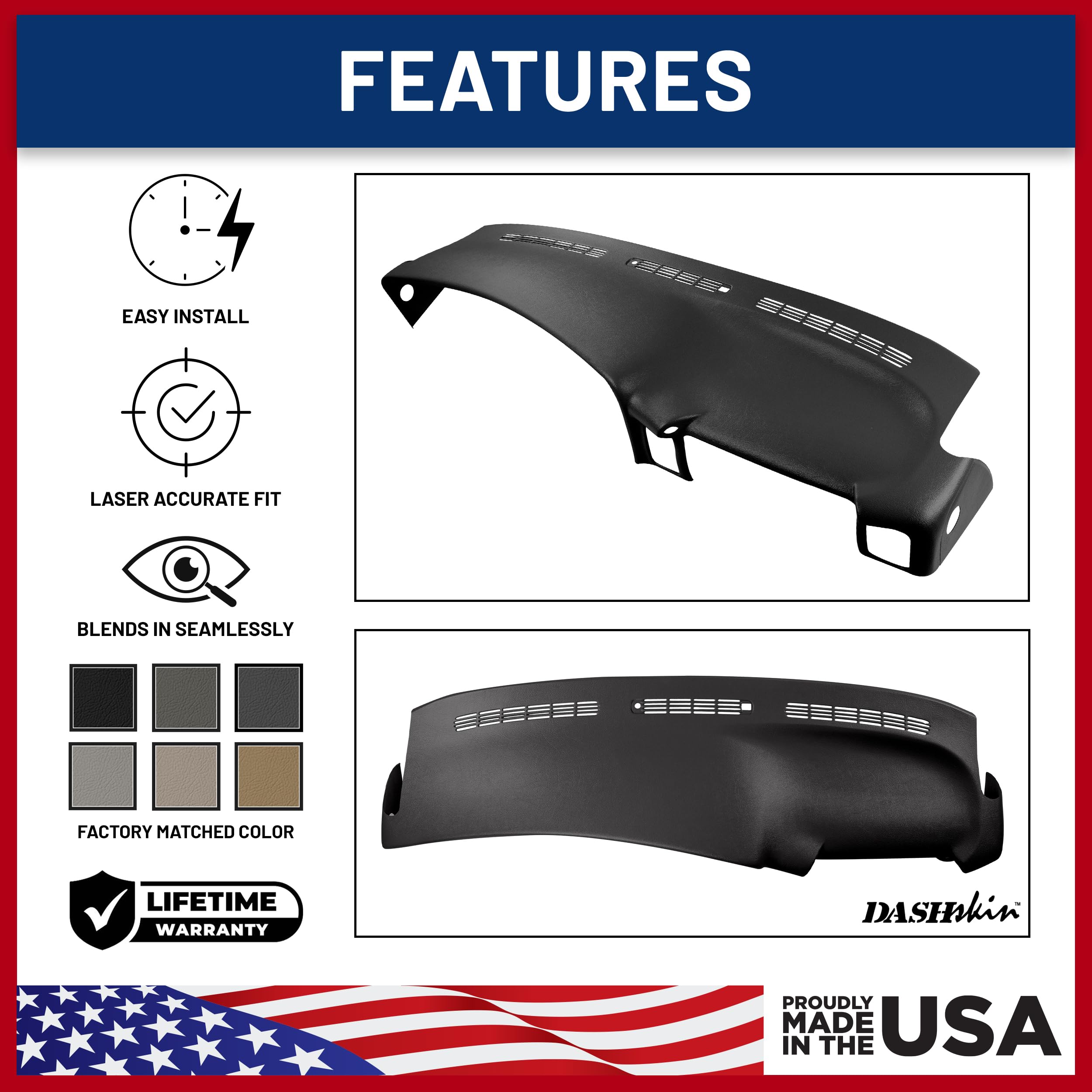 Dashskin Molded Dash Cover Cap Compatible With 2000-2006 Tahoe Suburban Yukon Avalanche & 1999-2006 Silverado Sierra In Graphite