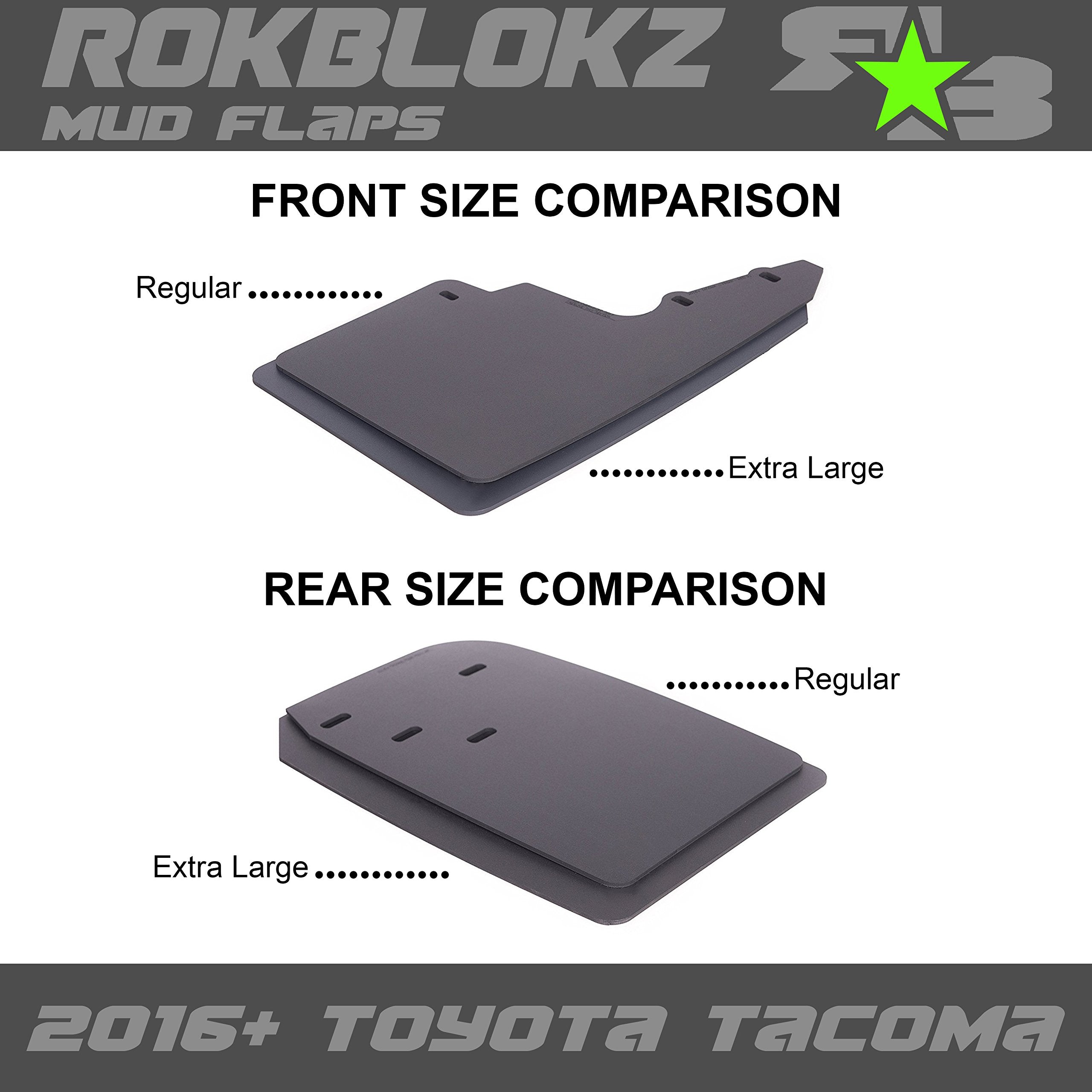 Rokblokz Mud Flaps For Toyota Tacoma - Fits 2016+ Model Years - Multiple Colors Available - Set Of 4 - Includes Hardware And Det