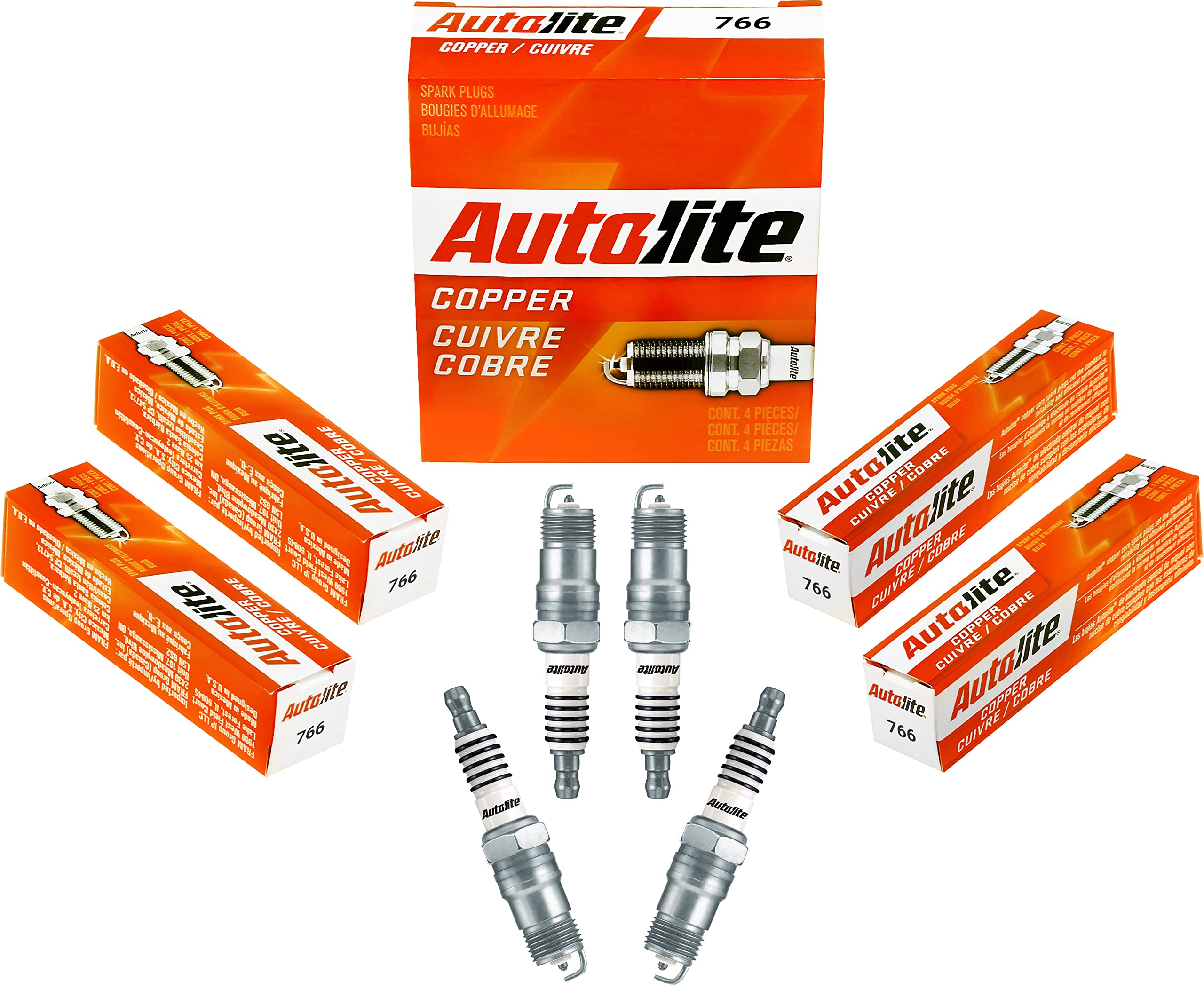 Autolite 766 Copper Resistor Automotive Replacement Spark Plugs (4 Pack)