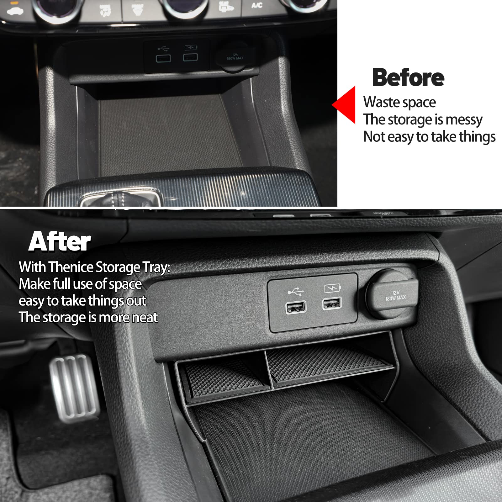 Thenice For 11Th Gen Civic Center Console Organizer Caddy Glove Storage Box Compatible With Honda Civic 2022 2023 2024 2025