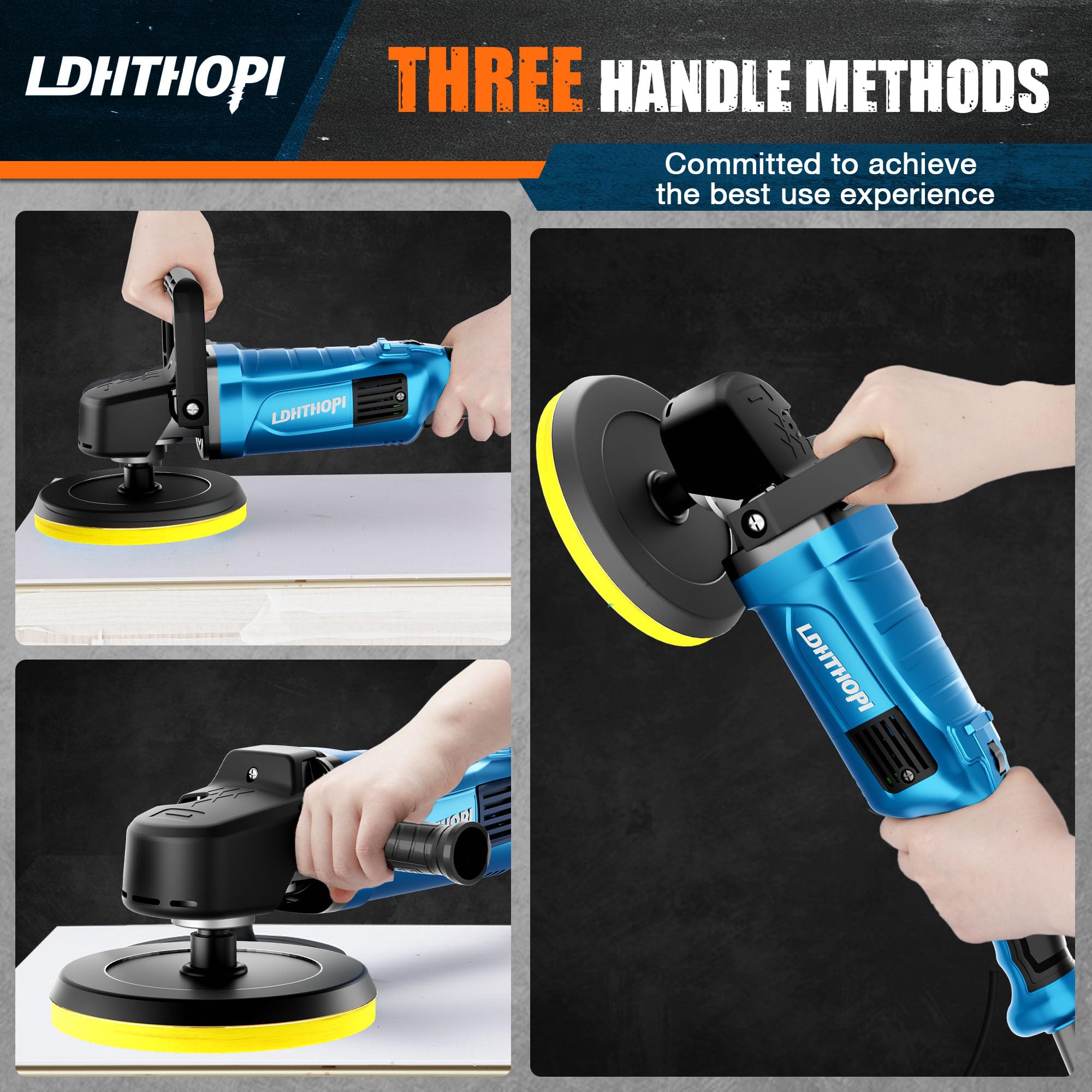 LDHTHOPI Buffer Polisher, 1800W 6 inch/7 inch Rotary Buffer Polisher Waxer, 750-3100RPM Car Buffers and Polishers with 6 Variabl