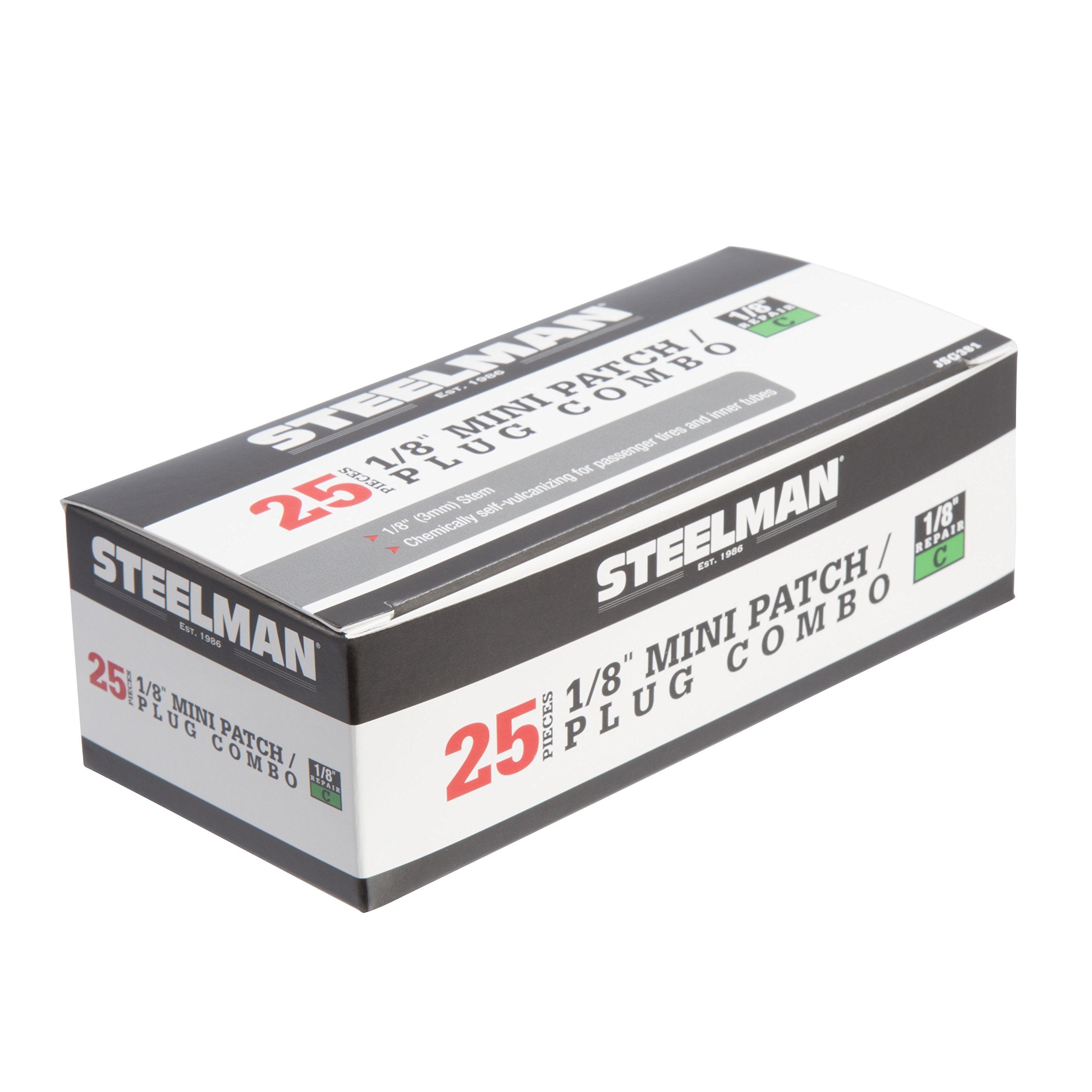 Steelman 1/8-Inch Tire Repair Patch/Plug Combo for 1-Piece Repair of Tubeless Tires, Chemical or Heat Cure, Integrated Lead Wire