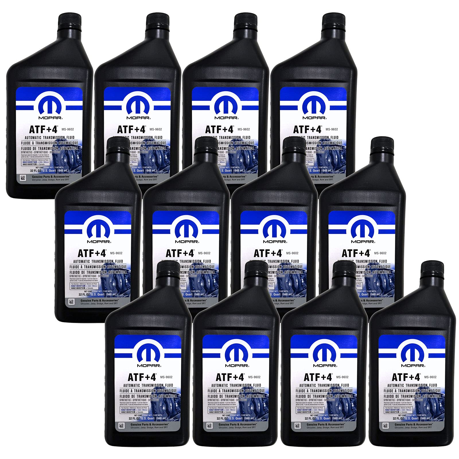 Fits-Jeep Dodge Chrysler Atf+4 Automatic Transmission Fluid Case Of 12 Quarts Mopar