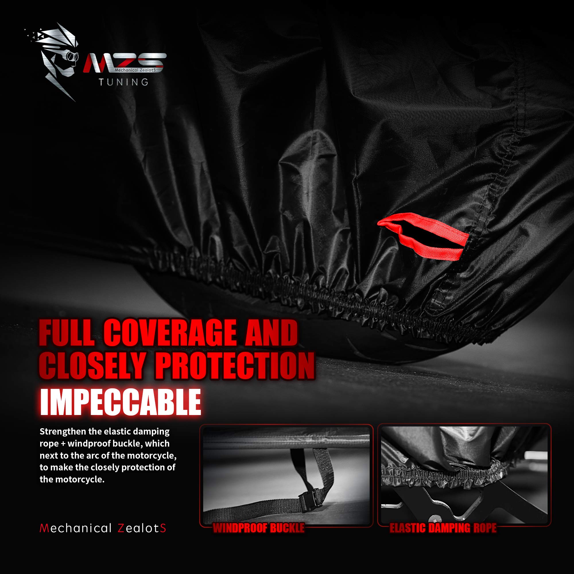 Mzs Motorcycle Cover, All Season Weather Outdoor Waterproof Protection Storage Fit Up To 104 Inch Compatible With Road King | Dyna | Electra/Road/Street Glide | Night/Street Rod | Softail | V-Rod