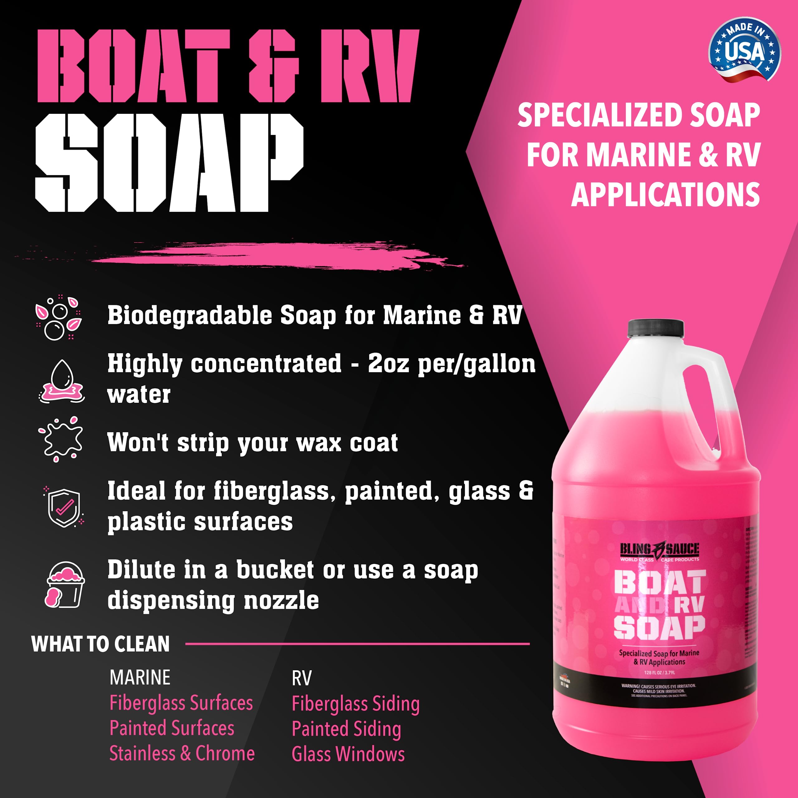 Bling Sauce Boatrvsoap-0128 Boat & Rv Soap - 128 Oz.