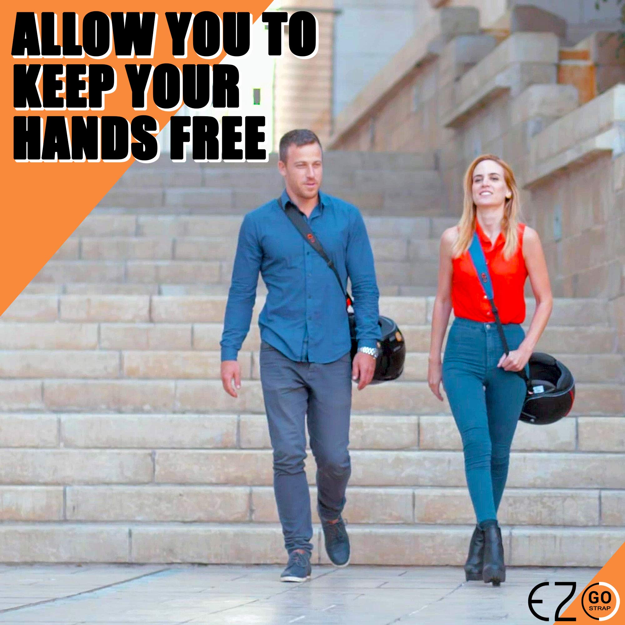 Motorcycle Helmet Carrier Strap - Hands-Free, Motorbike Accessory. Convenient, Lightweight And Comfortable Alternative To Helmet Bag. A Perfect Biker Gift For Men And Women. By Ez-Go (Black Strap)