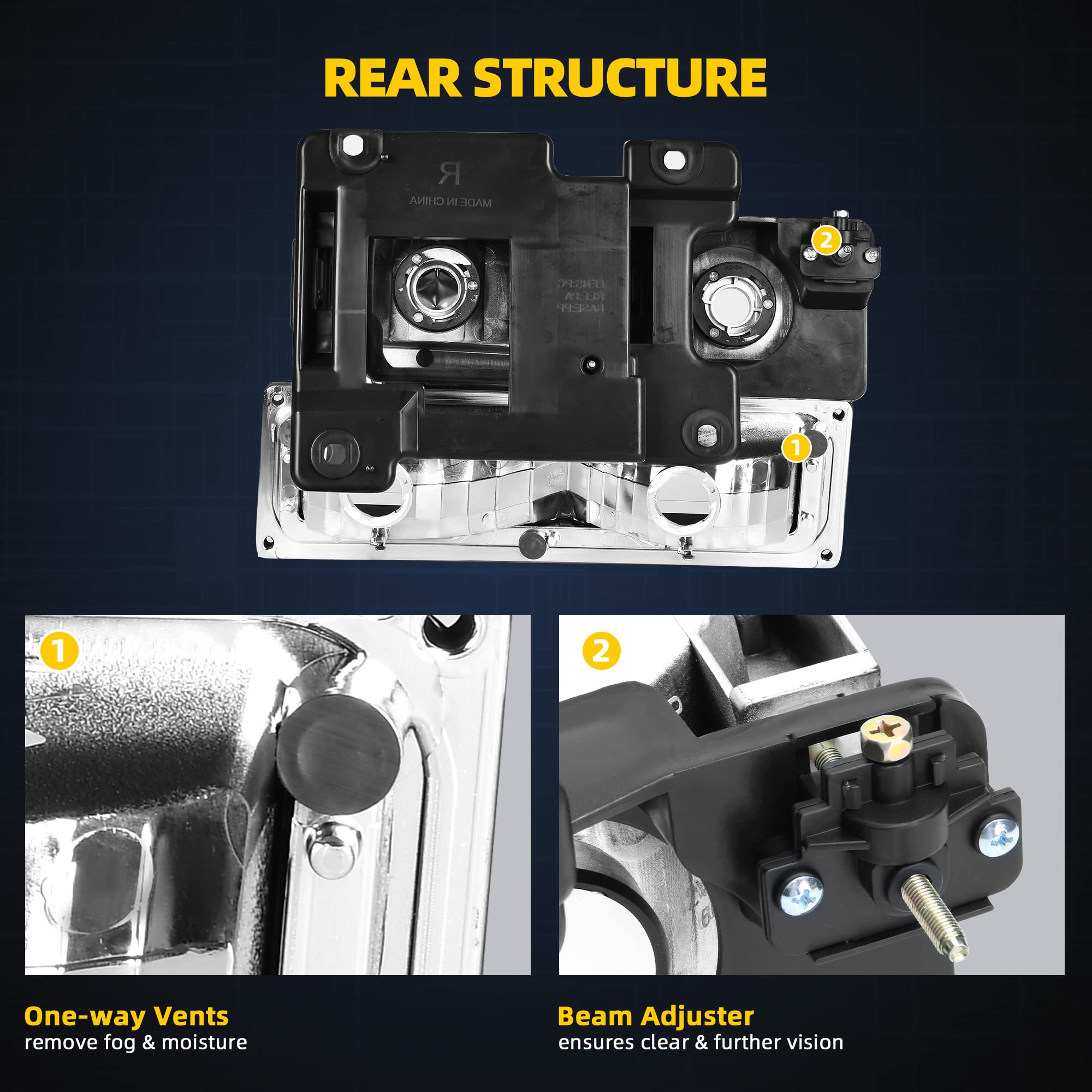 Dwvo Led Drl Headlights Assembly Compatible With 1994 1995 1996 1997 1998 1999 Chevy Silverado Tahoe Suburban C10 C/K 1500 2500 3500 Replacement Headlamp With Corner Light Black Housing