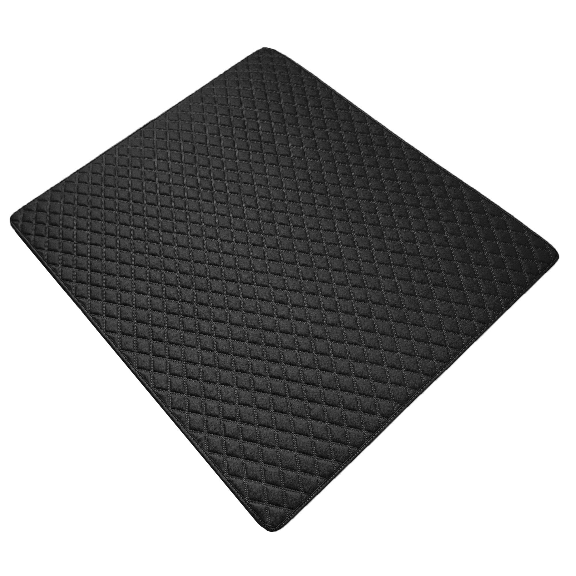 Fh Group F16501 Deluxe Heavy-Duty Faux Leather Multi-Purpose Cargo Liner, Diamond, 46   , Black Color W. Gift- Fit Most Car, Tru