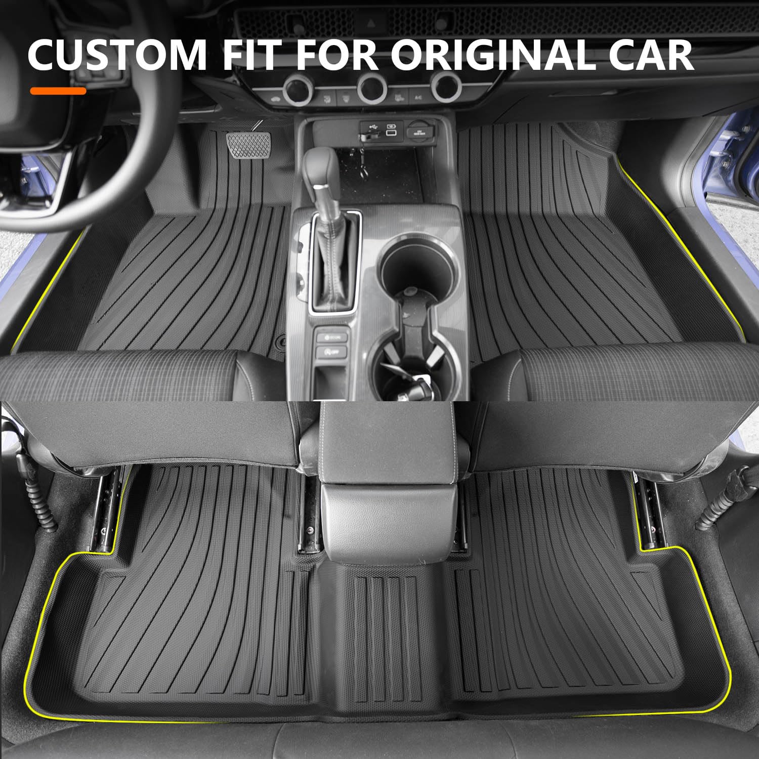 Powoq Floor Mat Compatible With 2022-2025 Honda Civic Hatchback Cargo Mat Tpe Trunk Cargo Liner Backrest Floor Liner Replacement