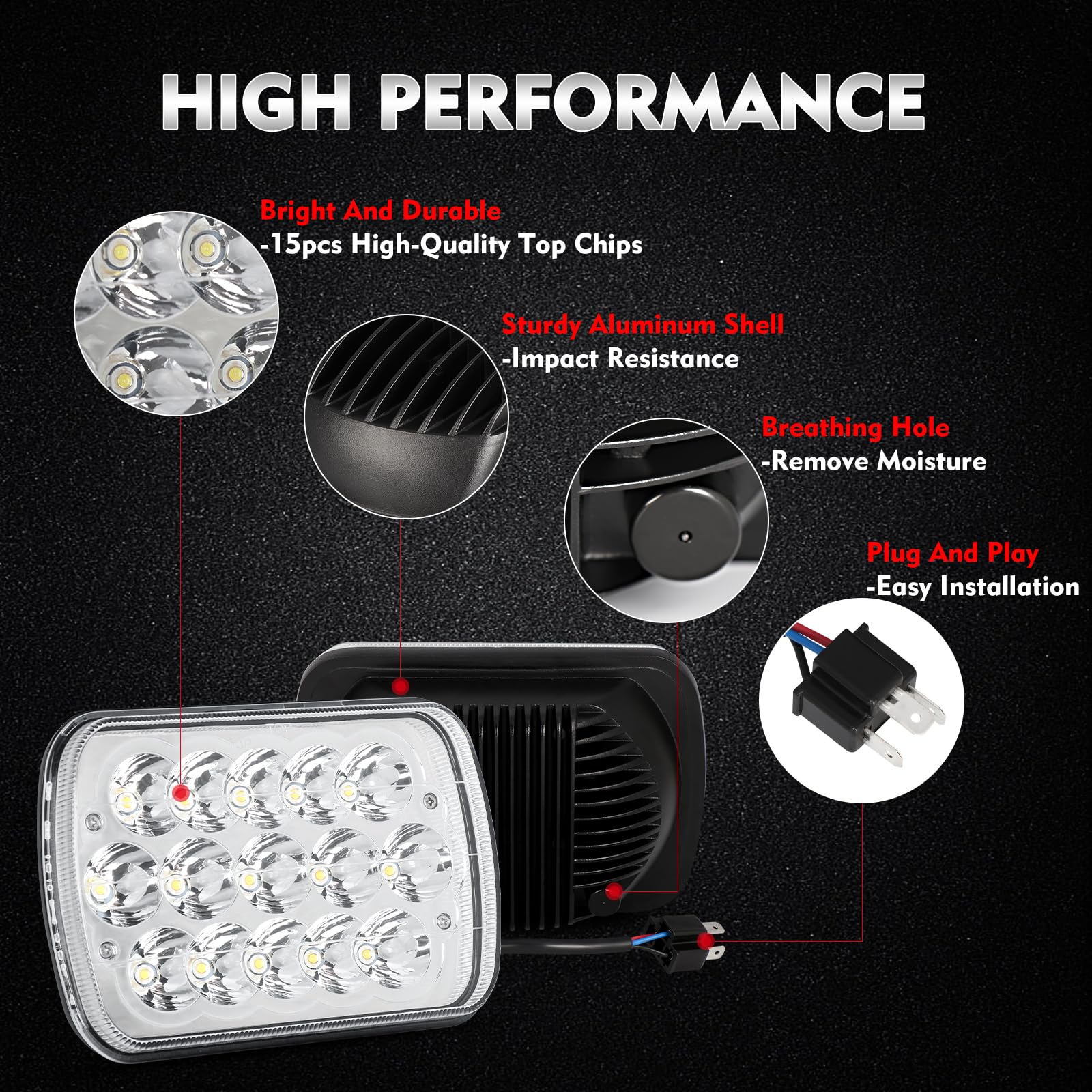 Aaiwa 2PCS Led Headlights 5x7 45W Sealed Beam Headlight Hi/Low Rectangle Headlight Compatible with Chevy Express 1500 2500 3500