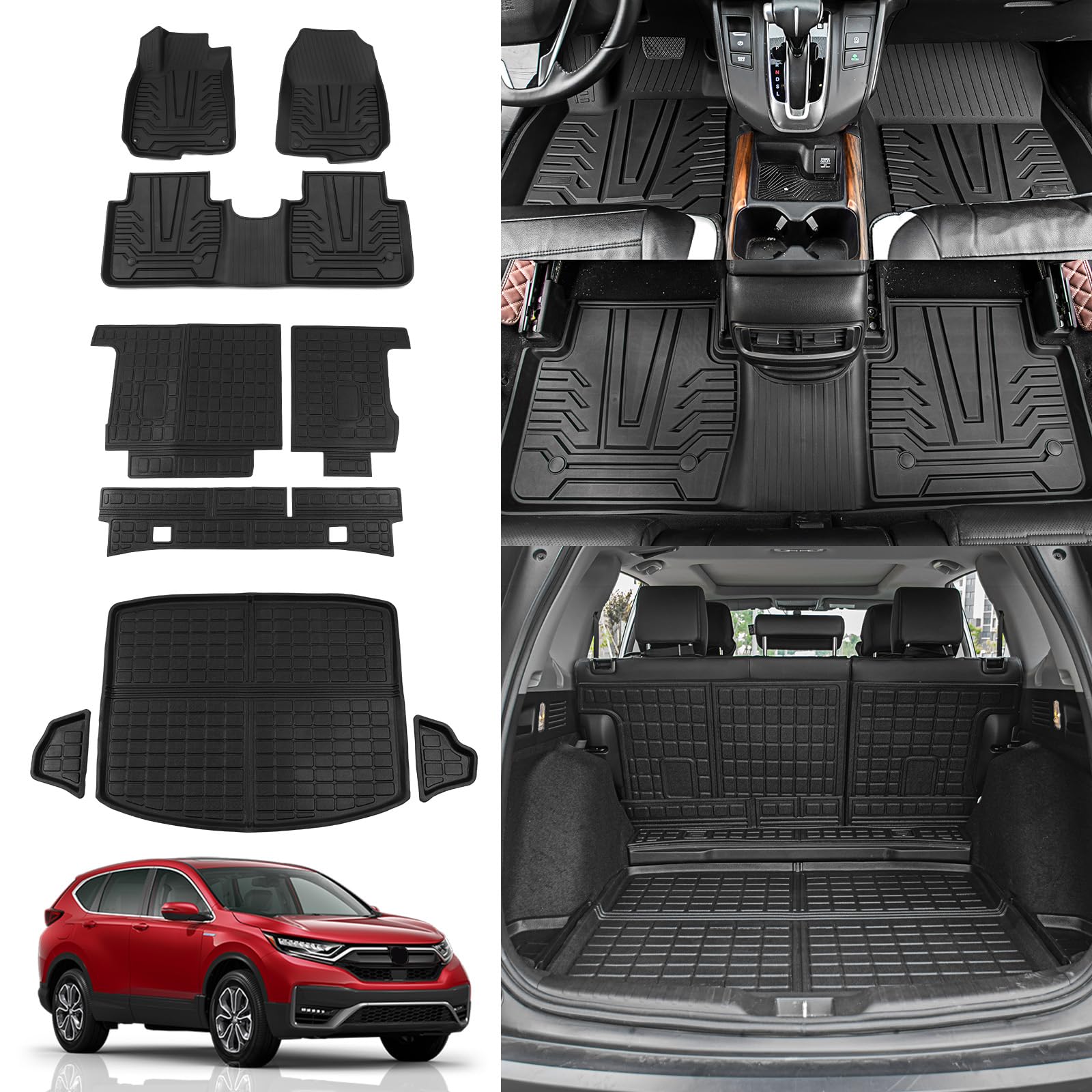 Rongtaod Floor Mats Compatible With 2017-2022 Honda Crv Cargo Mat Cargo Liner Trunk Mat Back Seat Cover Protector 2021 Cr-V Acce