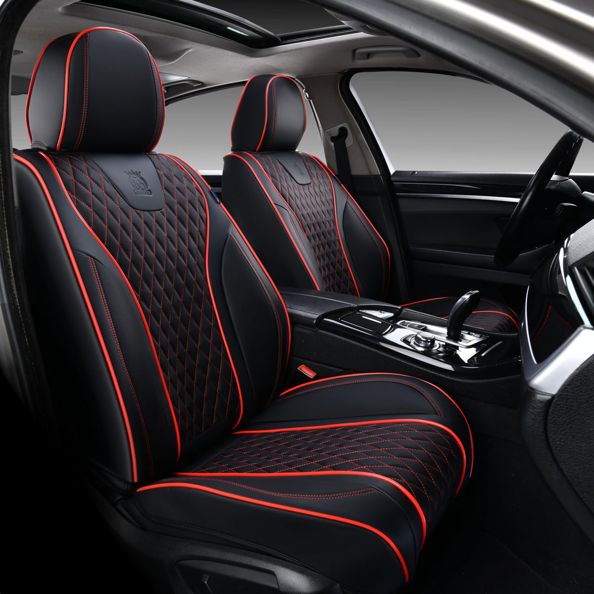 Doogo Front Car Seat Covers, Seat Covers 2 Piece, Automotive Seat Covers, Universal Leather Seat Cushions, Black Driver Seat Pro