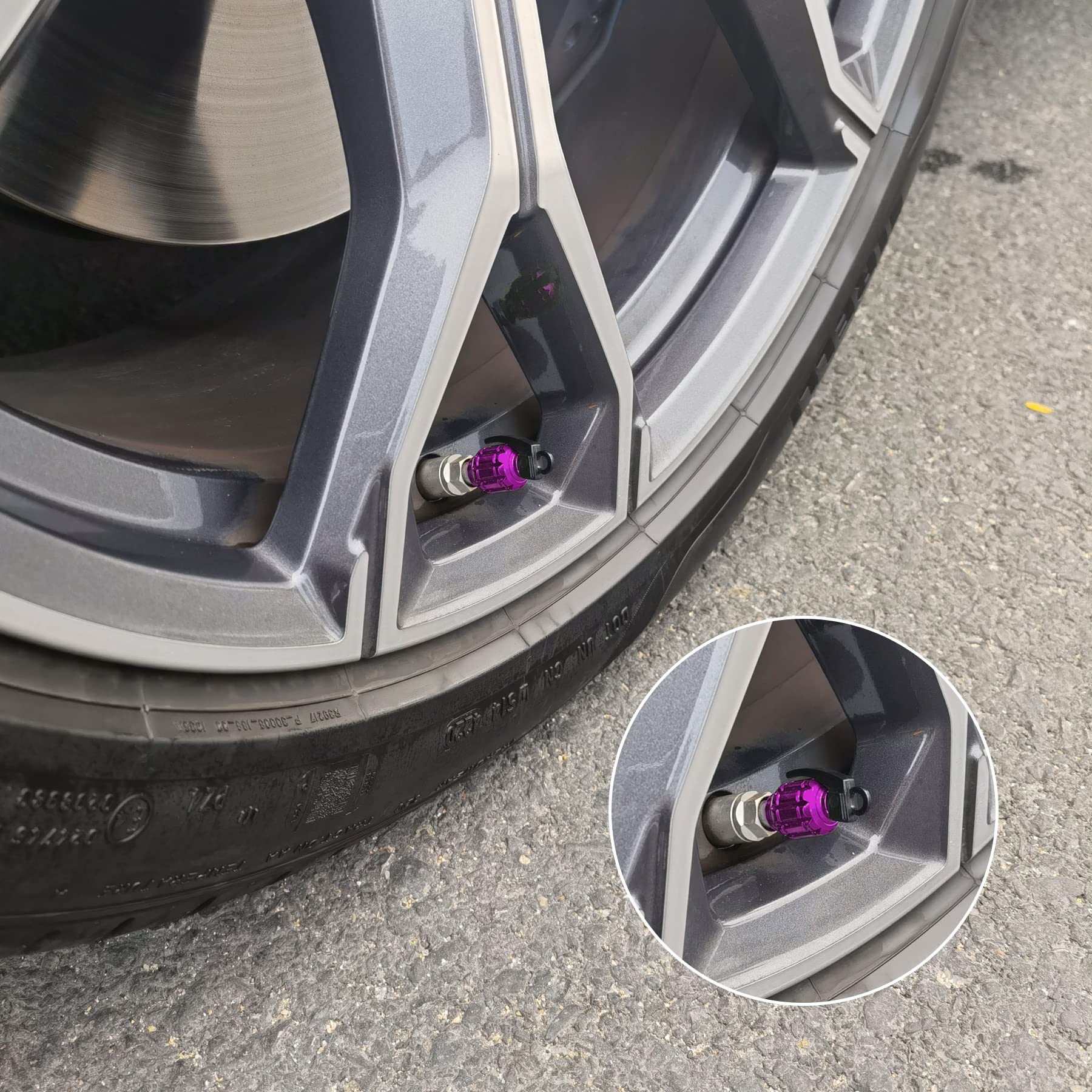 Singaro Aluminum Tire Valve Cap, Car Tire Waterproof And Dustproof Valve Stem Cover Accessories, Universal For Suv, Car, Bike And Motorcycle (4Pcs Purple)