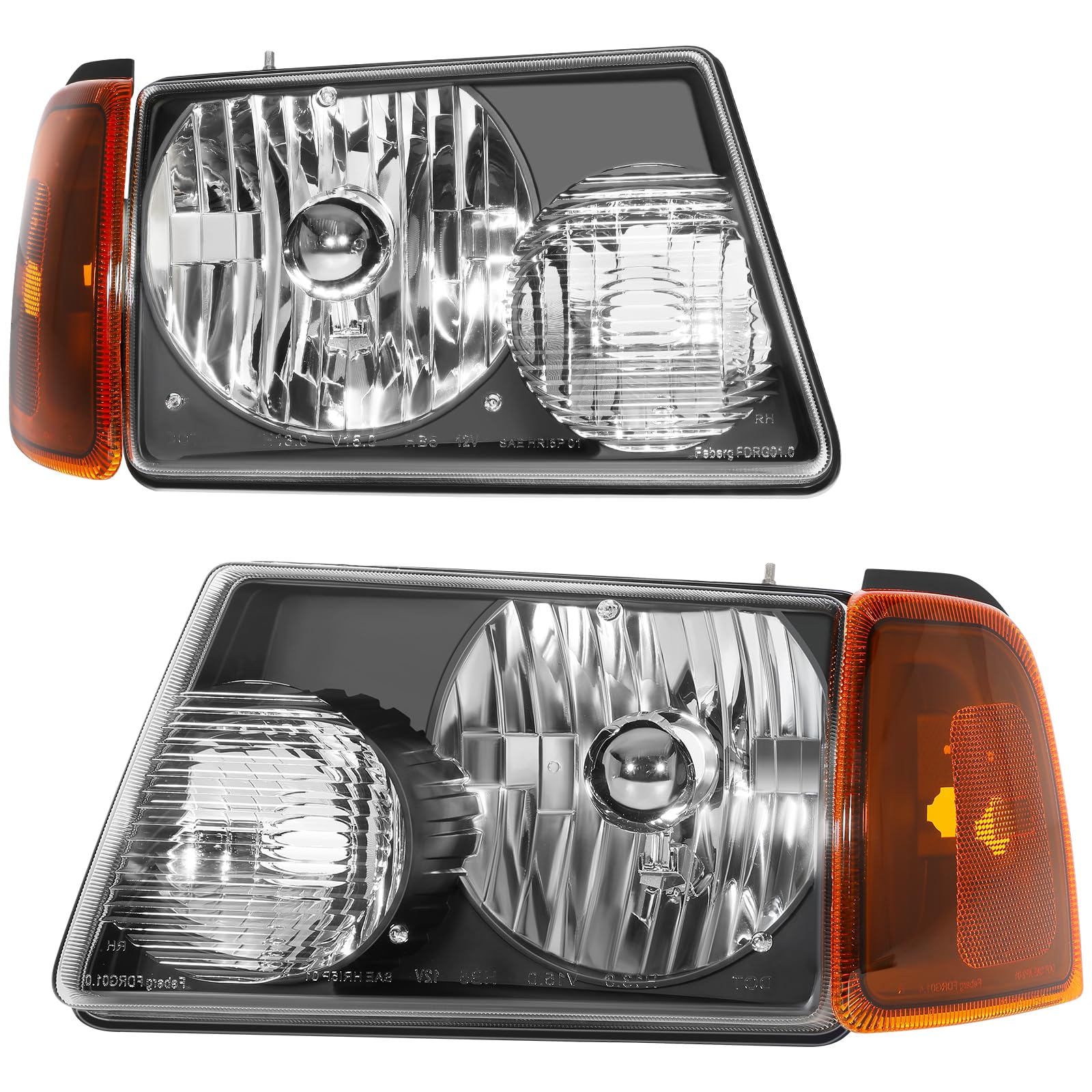 LBRST Headlights Fit 2001-2011 for Ranger Driver & Passenger Side Headlight Assembly 6L5Z13008BA