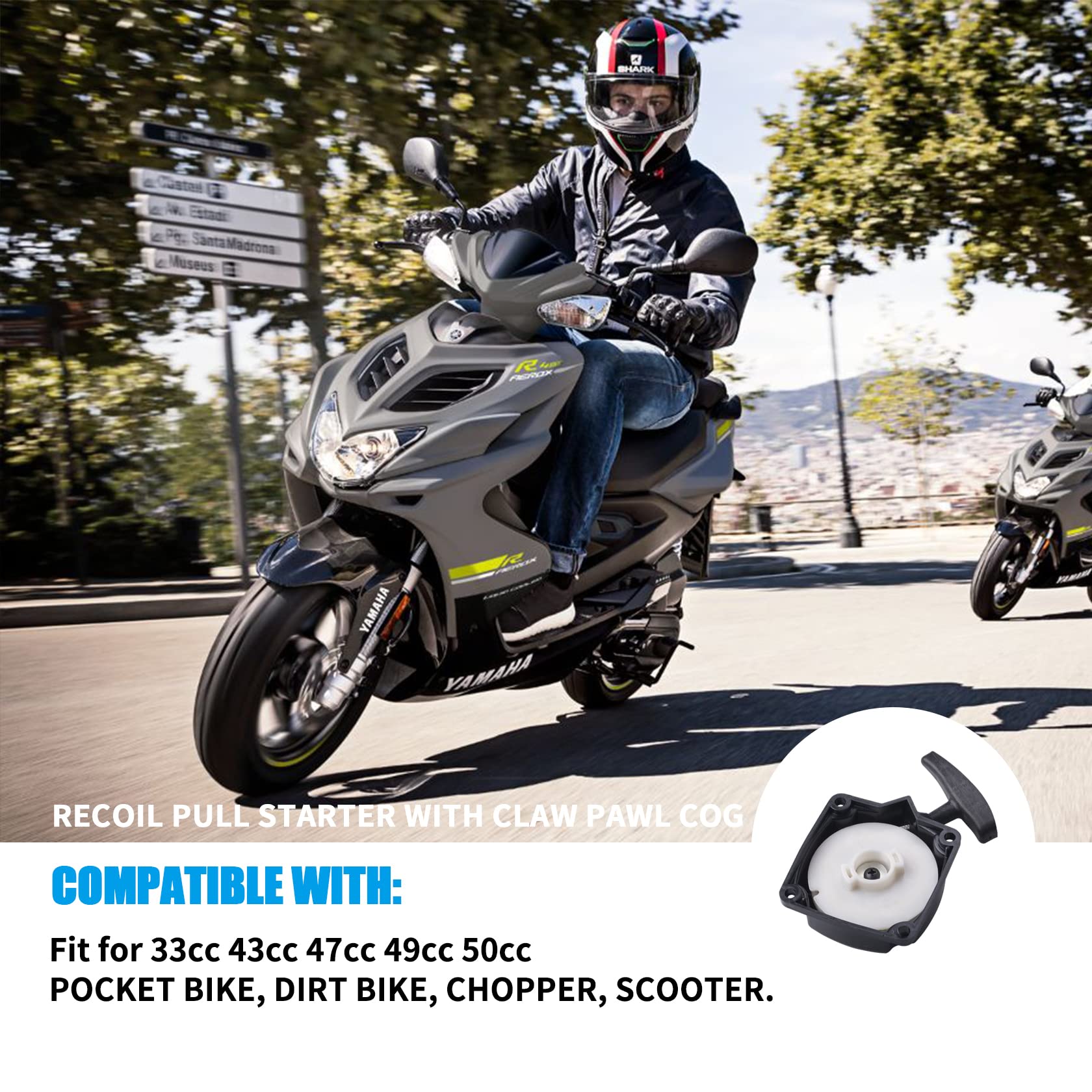 JINGKE Recoil Pull Starter with Claw Pawl Cog for 43cc 47cc 49cc 50c ATVs Pocket Dirt Bike Gas Scooters Pocket Bikes Mid-Bikes M