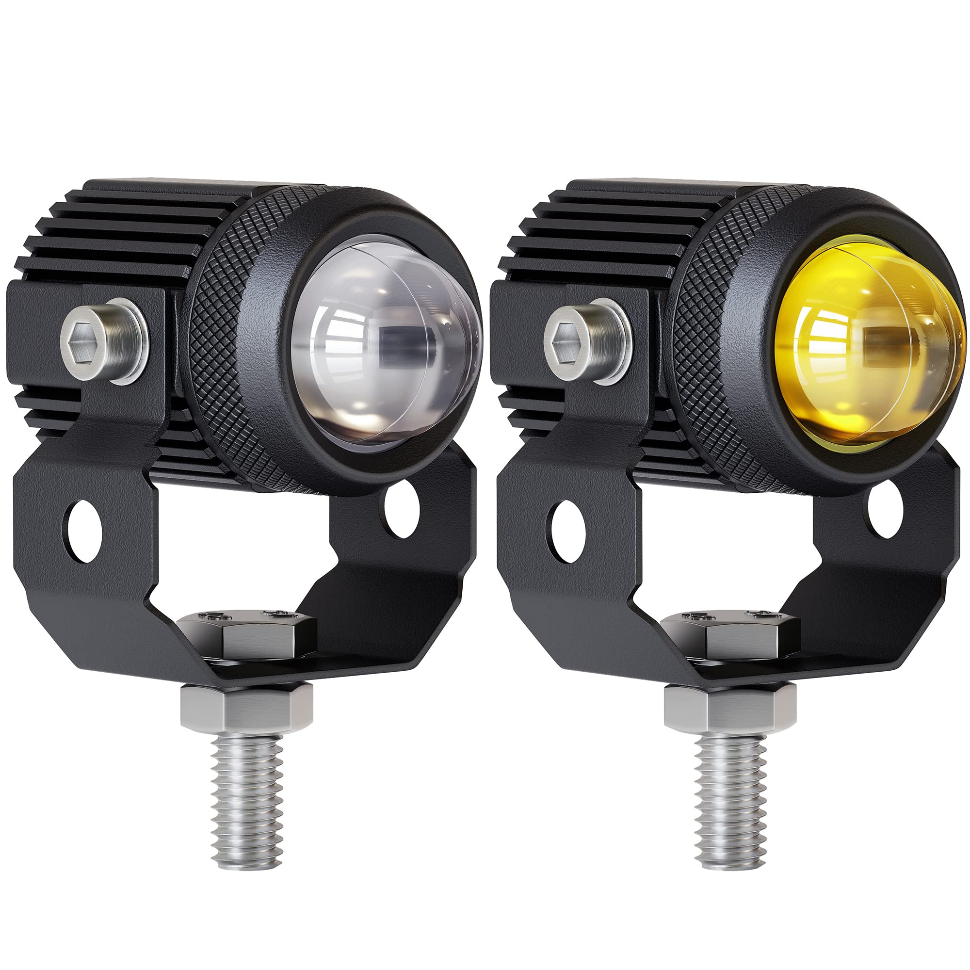 Zmoon Motorcycle Led Driving Fog Lights 60W White And Amber Led Pods Projector Lights 1.3'' Aux Spotlight, Compatible With Tract