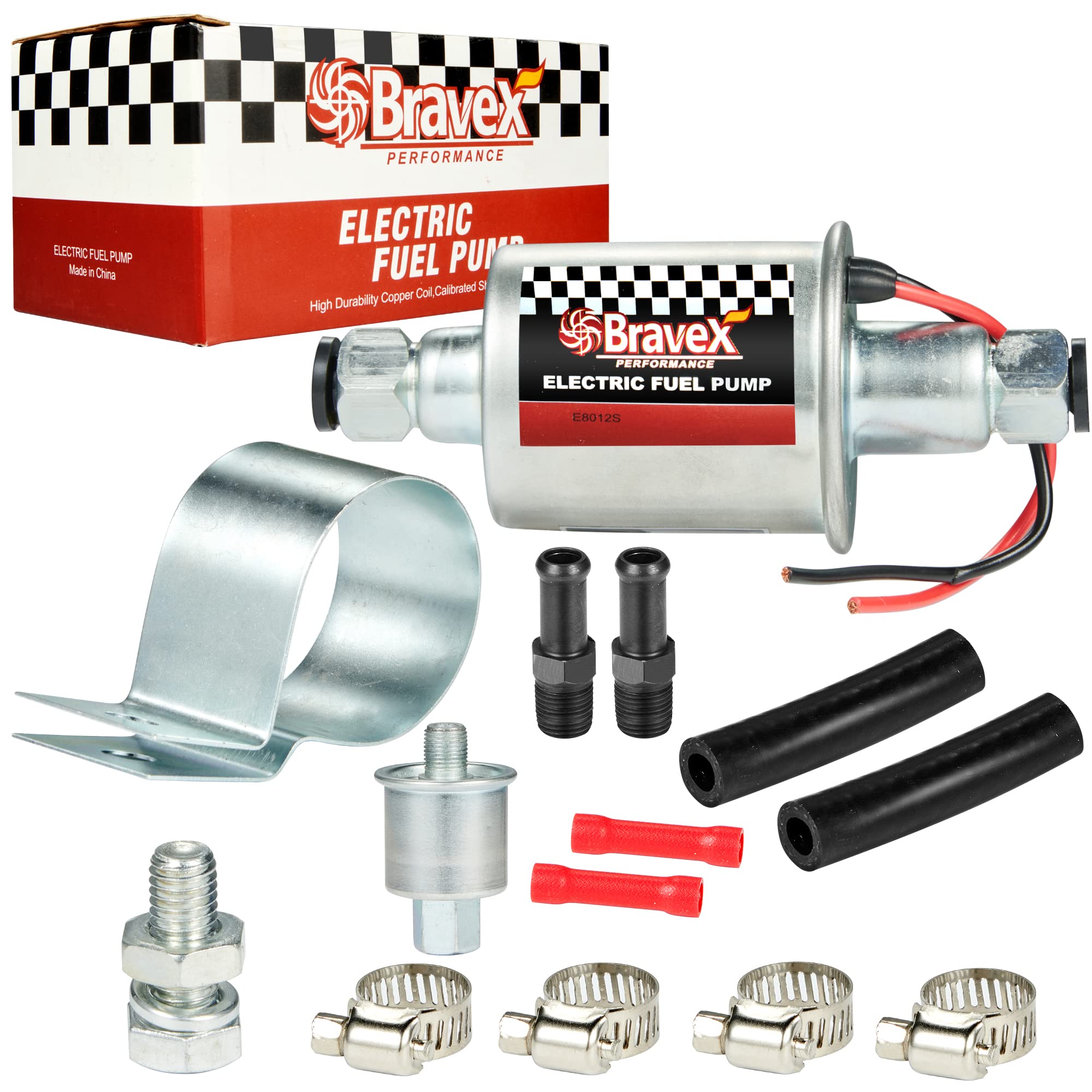 E8012S Universal Electric Fuel Pump Low Pressure 5-9 Psi 12V W/Installation Kit