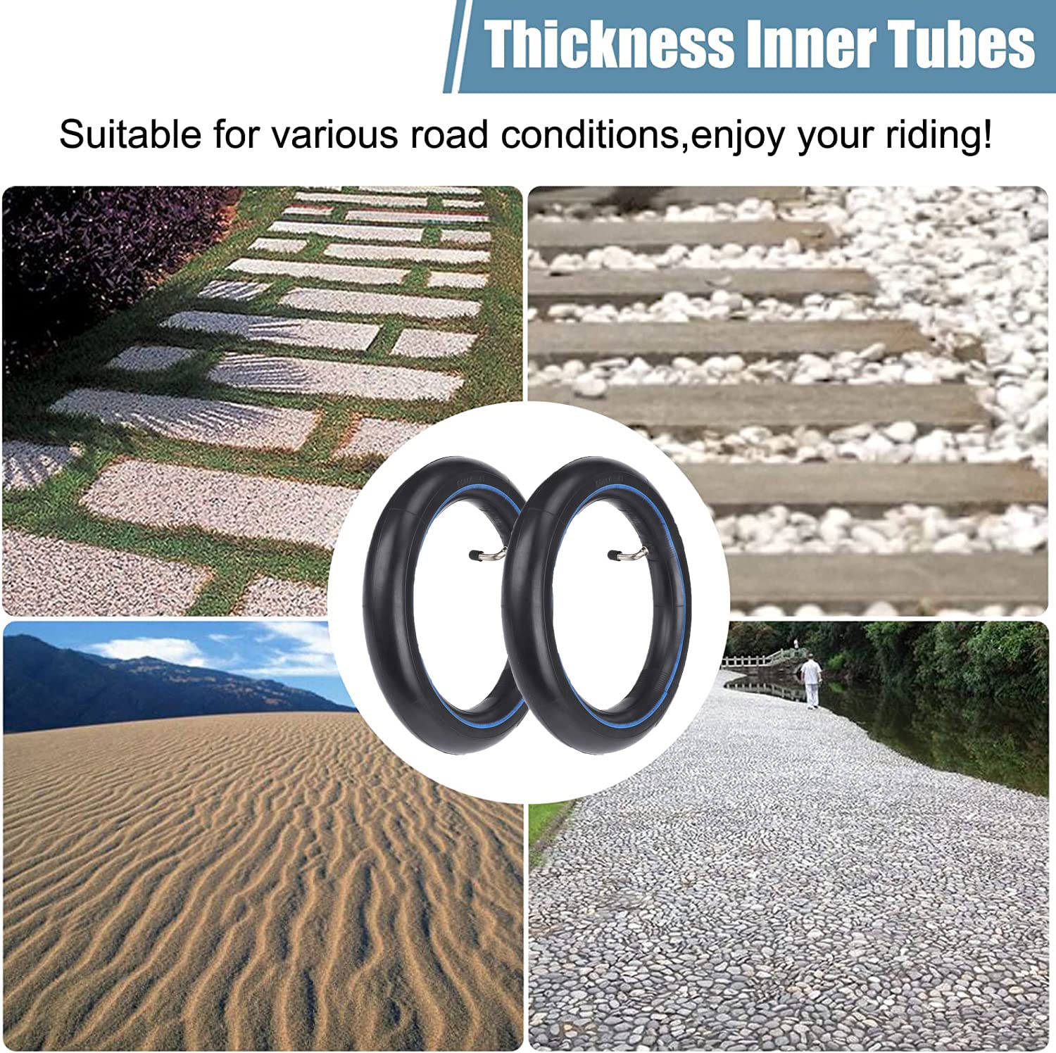 Ybang 80/65-6 10X2.5 Inner Tube Replacement 10 Inch 255 * 80 For Kugoo M4 Pro For Speedual Zero 10X Tire Tire With Elbow Valve Thickened Widened (2 Pcs)