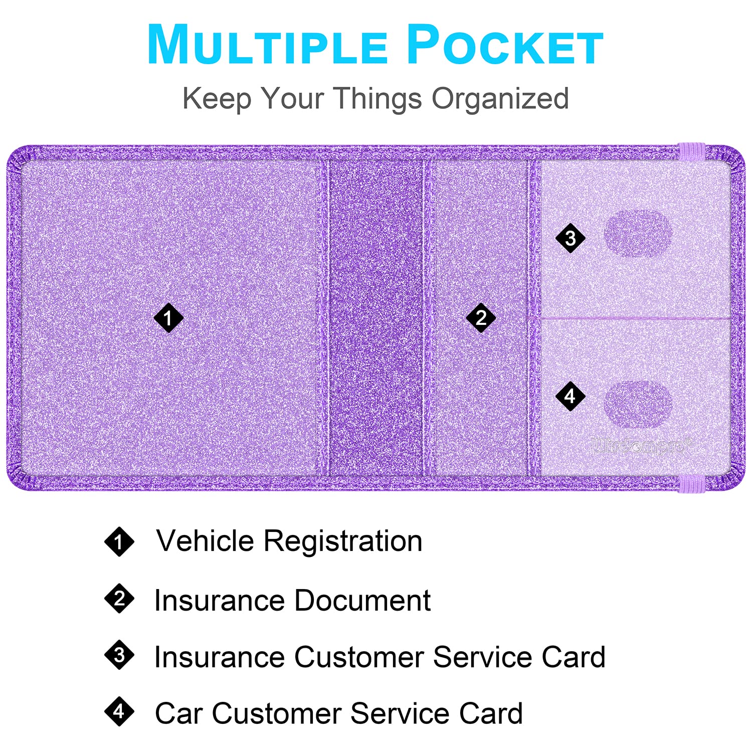 Car Registration And Insurance Holder - Wisdompro Glitter Pu Leather Glove Box Organizer Wallet For Document, Id, Driver'S Licen
