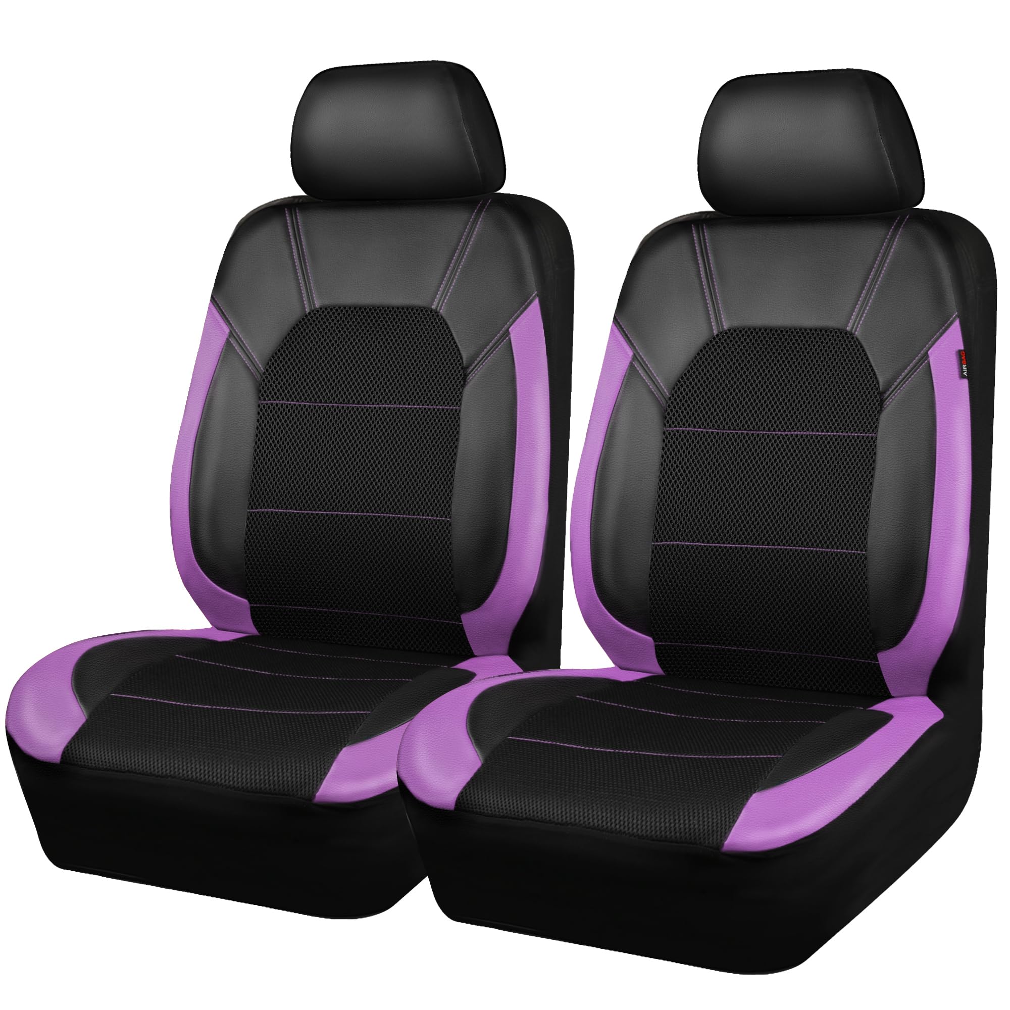 CAR PASS Universal Leather Two Front Seat Covers,Sport seat Covers fits Most Cars, SUVs, Trucks, and Vans Airbag Compatible (Bla