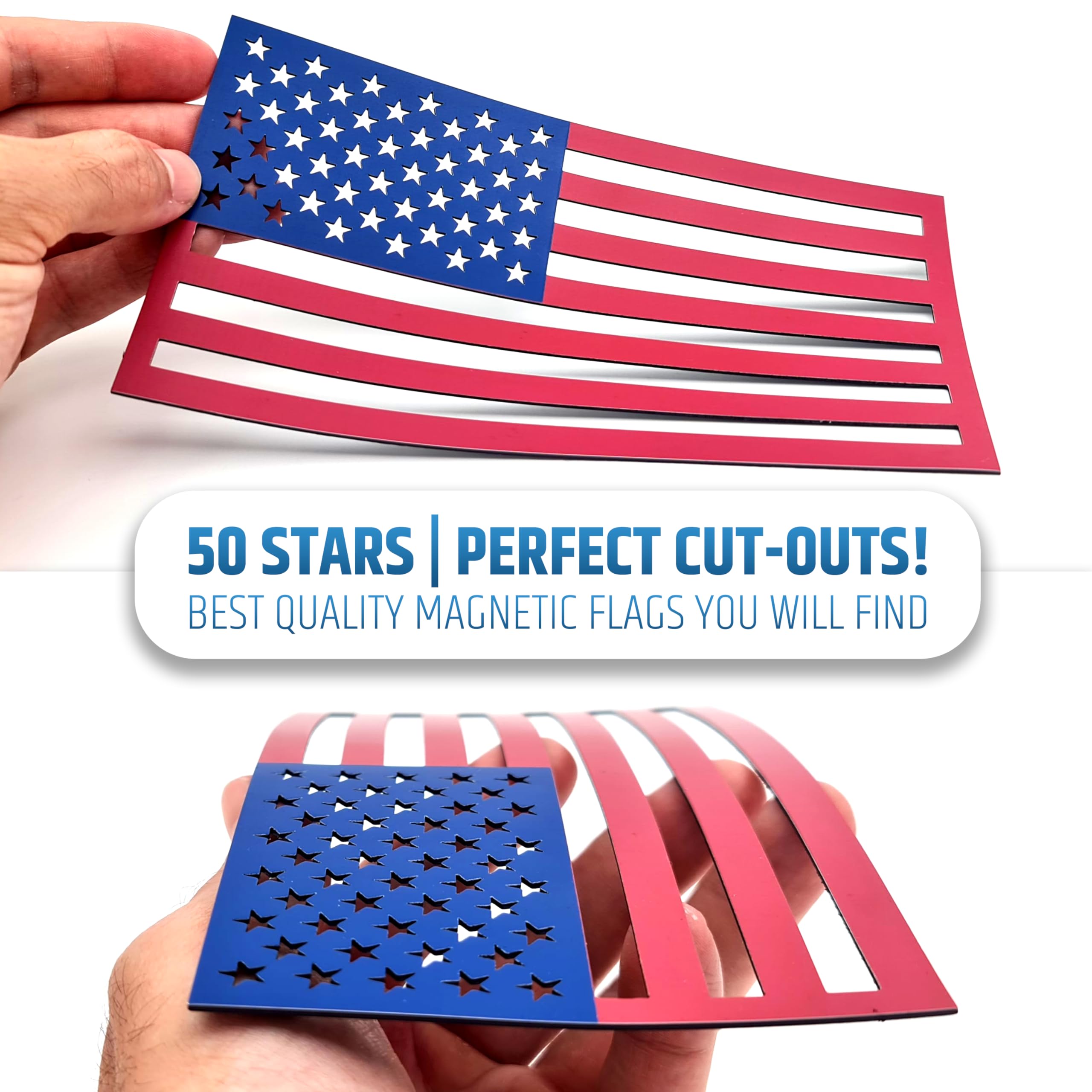 Premium American Flag Magnets For Trucks And Cars (3 Pack) + Bonus Reverse Design | Magnetic Us Flags Cut-Out | Powerful Magnet