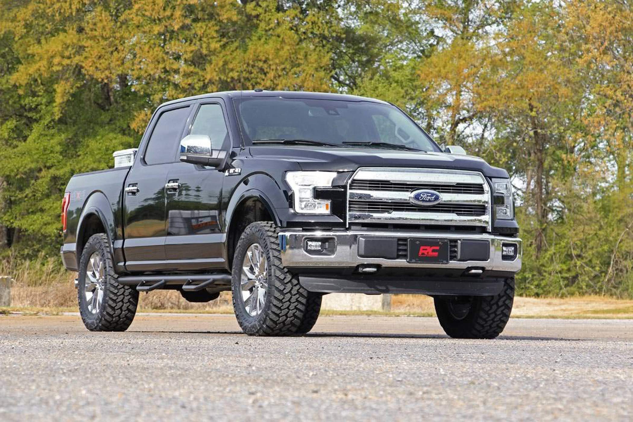 Rough Country 2" Molded Leveling Kit for 2009-2024 Ford F-150 2WD/4WD, Black, Model 52200, Urethane Material