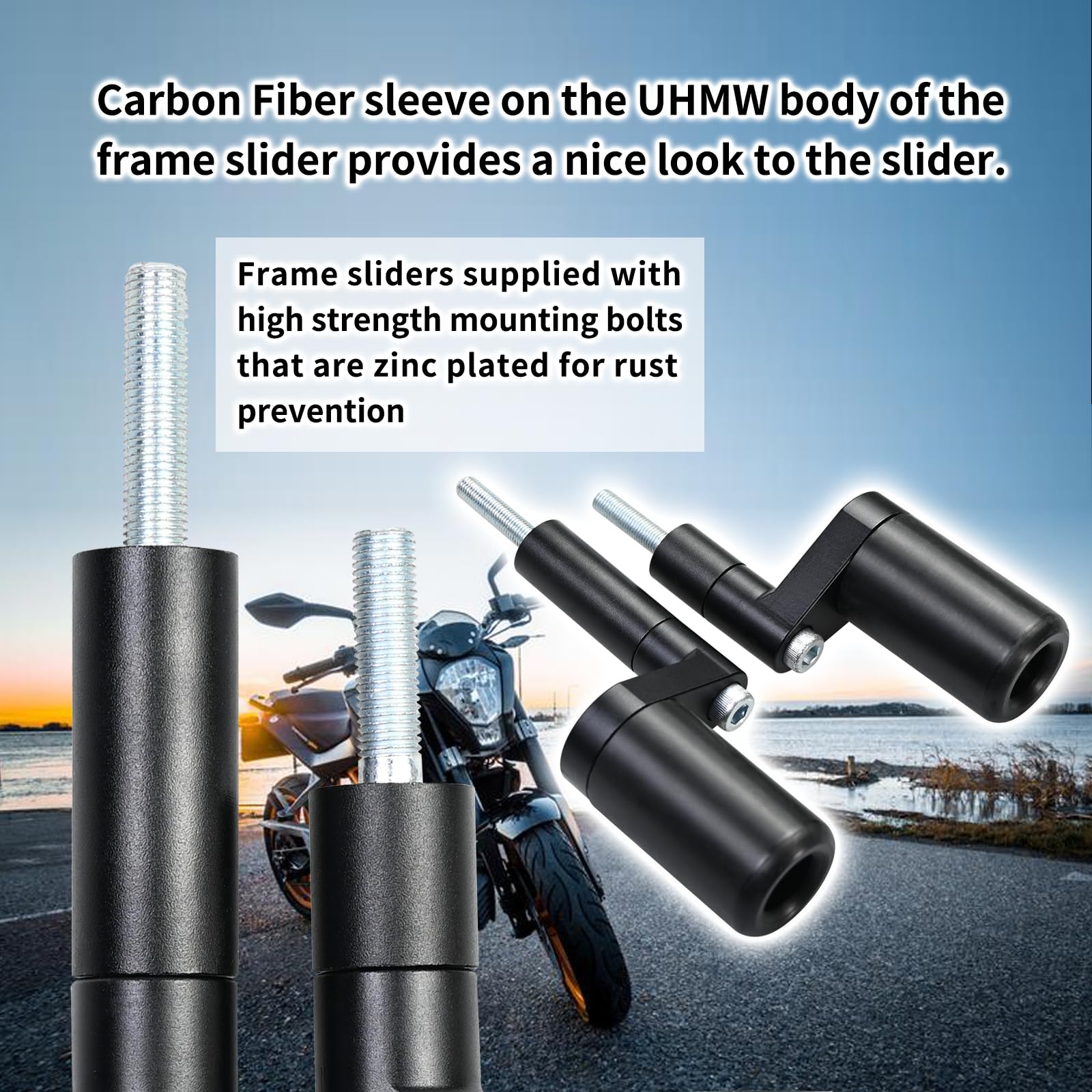 Vanshly NO CUT Black Frame Sliders Fits Kawasaki Ninja 400 Z400 Z 400 2018 2019 2020 2021 2022 2023 ABS & NON ABS Models 750-415