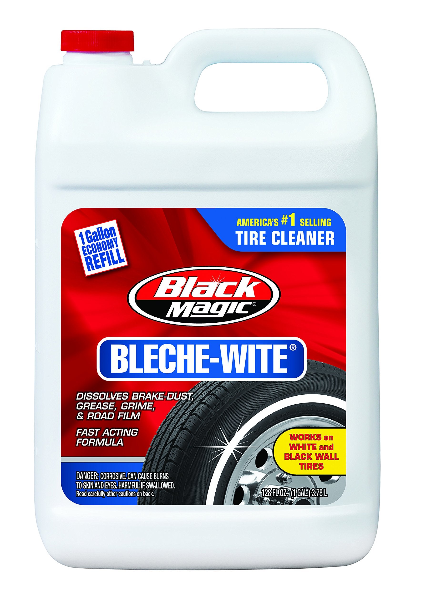 Black Magic 800002222-6PK Bleche-Wite Tire Cleaner, 1 Gallon (Pack of 6). - Fast-Acing Formula Dissolves Brake Dust, Grime and R